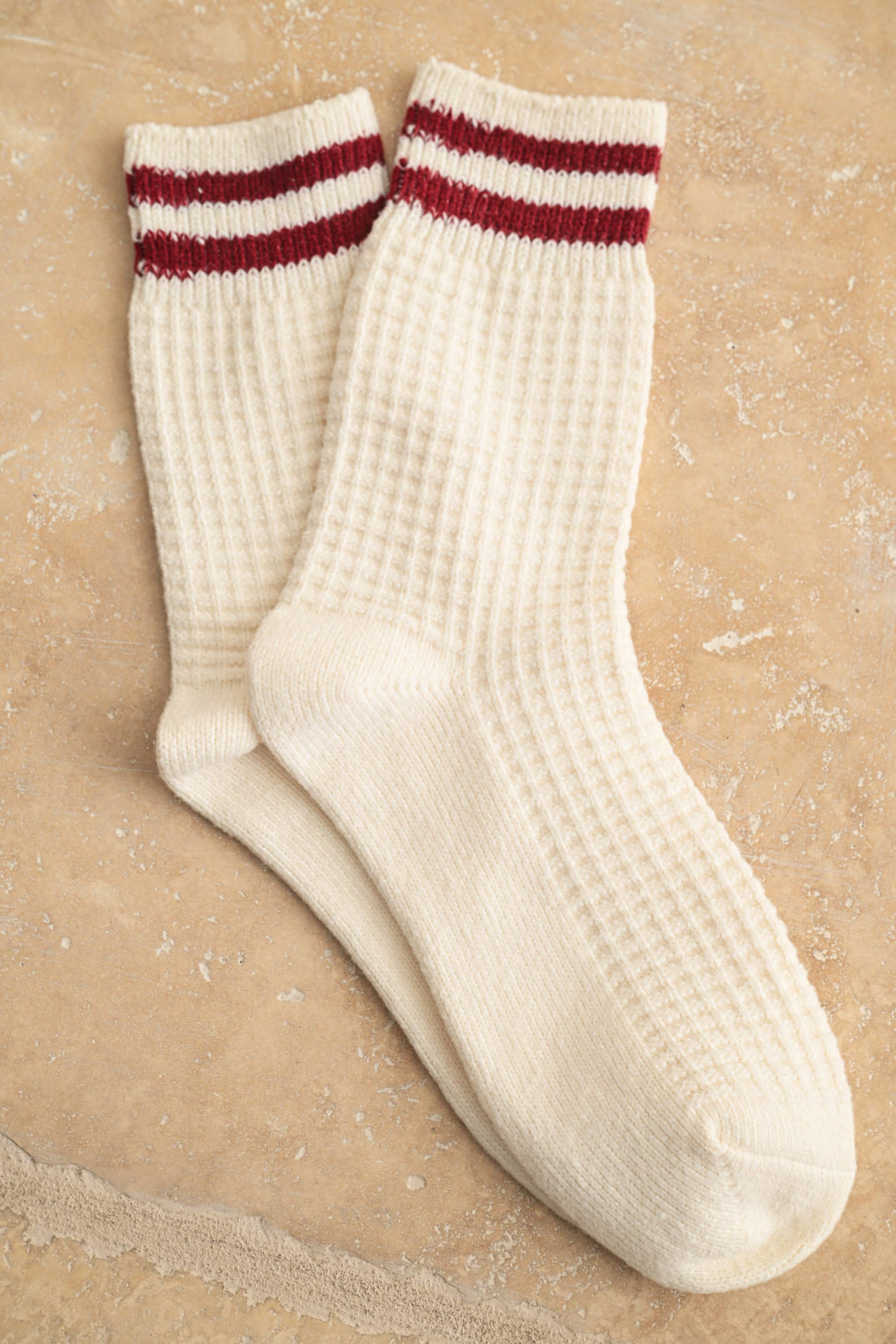 MIOU MUSE- Waffle Pattern Stripped Socks