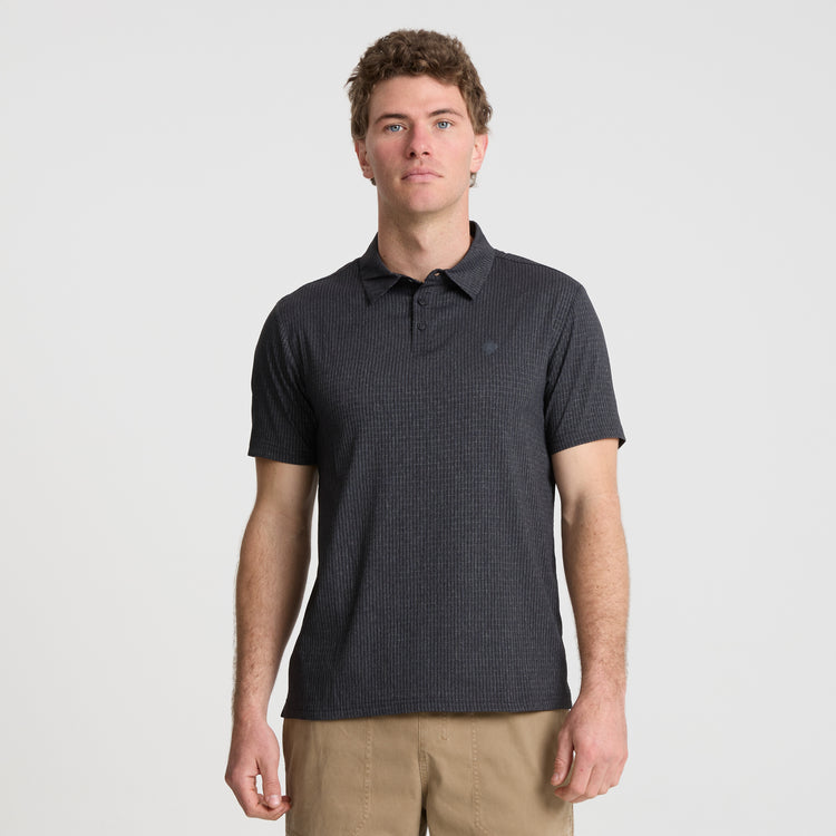 Roark- Bless Up Breathable Stretch Polo Shirt in Black