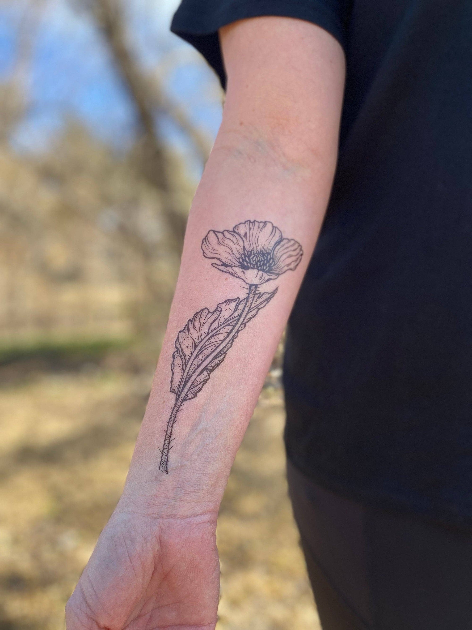 NatureTats - Wild Poppy Flower Temporary Tattoo