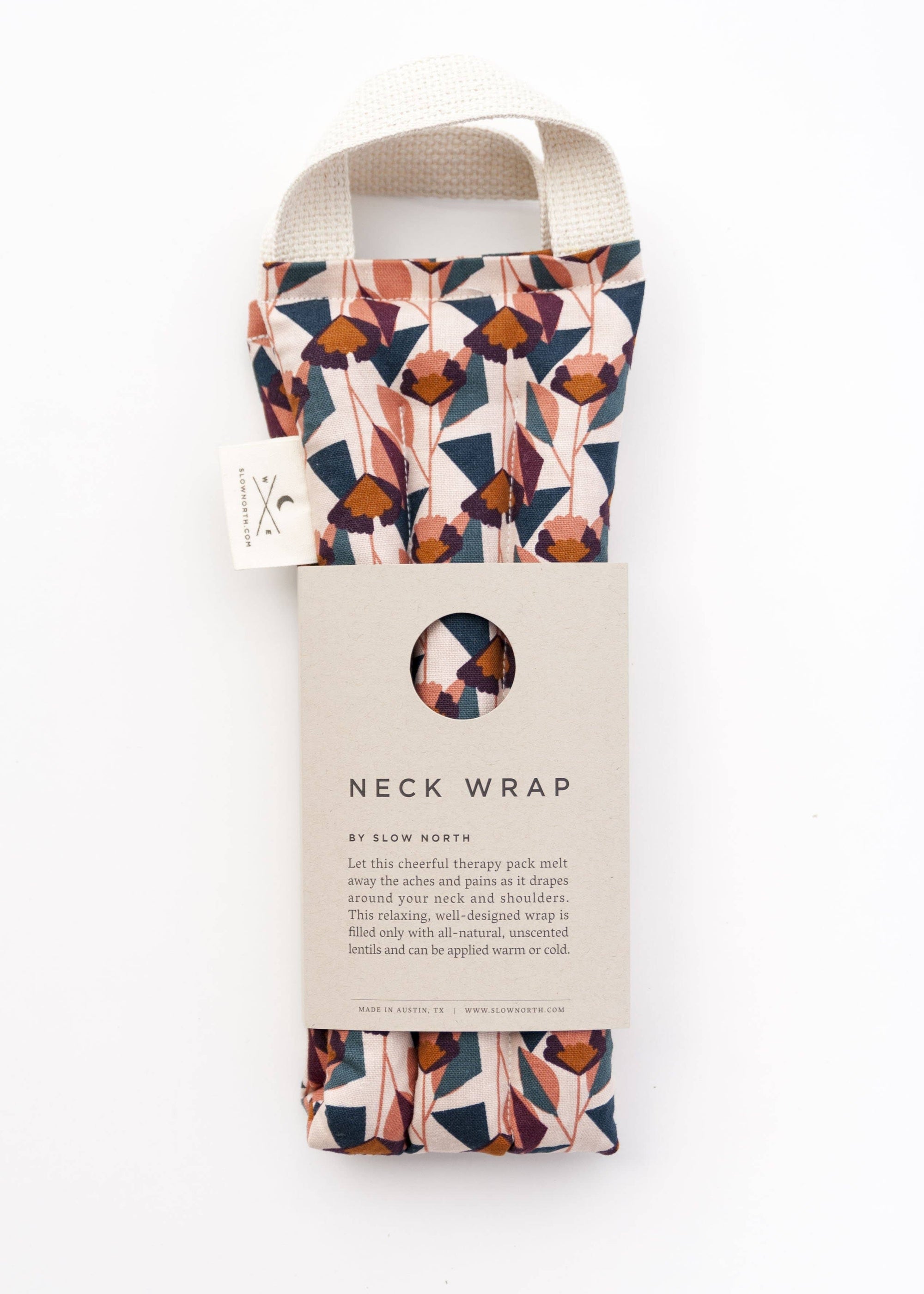 You will love this modern + geometric floral pattern.
Melt away the tension. Let this cheerful therapy pack melt away the aches and pains as it drapes around your neck and shoulders.
Relax in your own way. This well-designed therapy pack can be applied w
