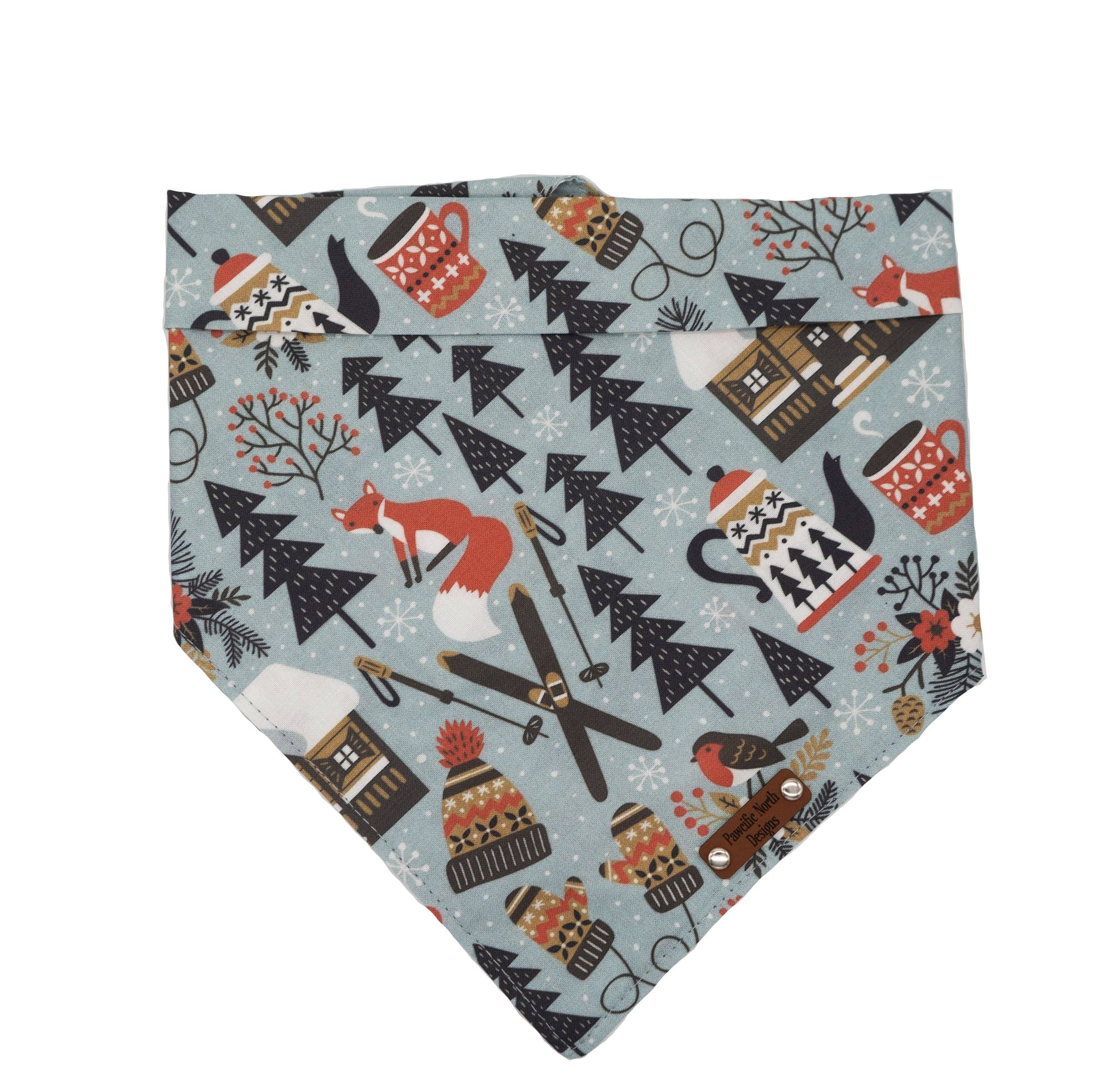 This festive bandana in holiday cabin and fox designs is made with a durable cotton blend and secured with a snap-on faux leather band. Perfect for Christmas-themed celebrations with your pup!
Material: 100% Cotton
Care: Machine wash gentle cold, non-c
