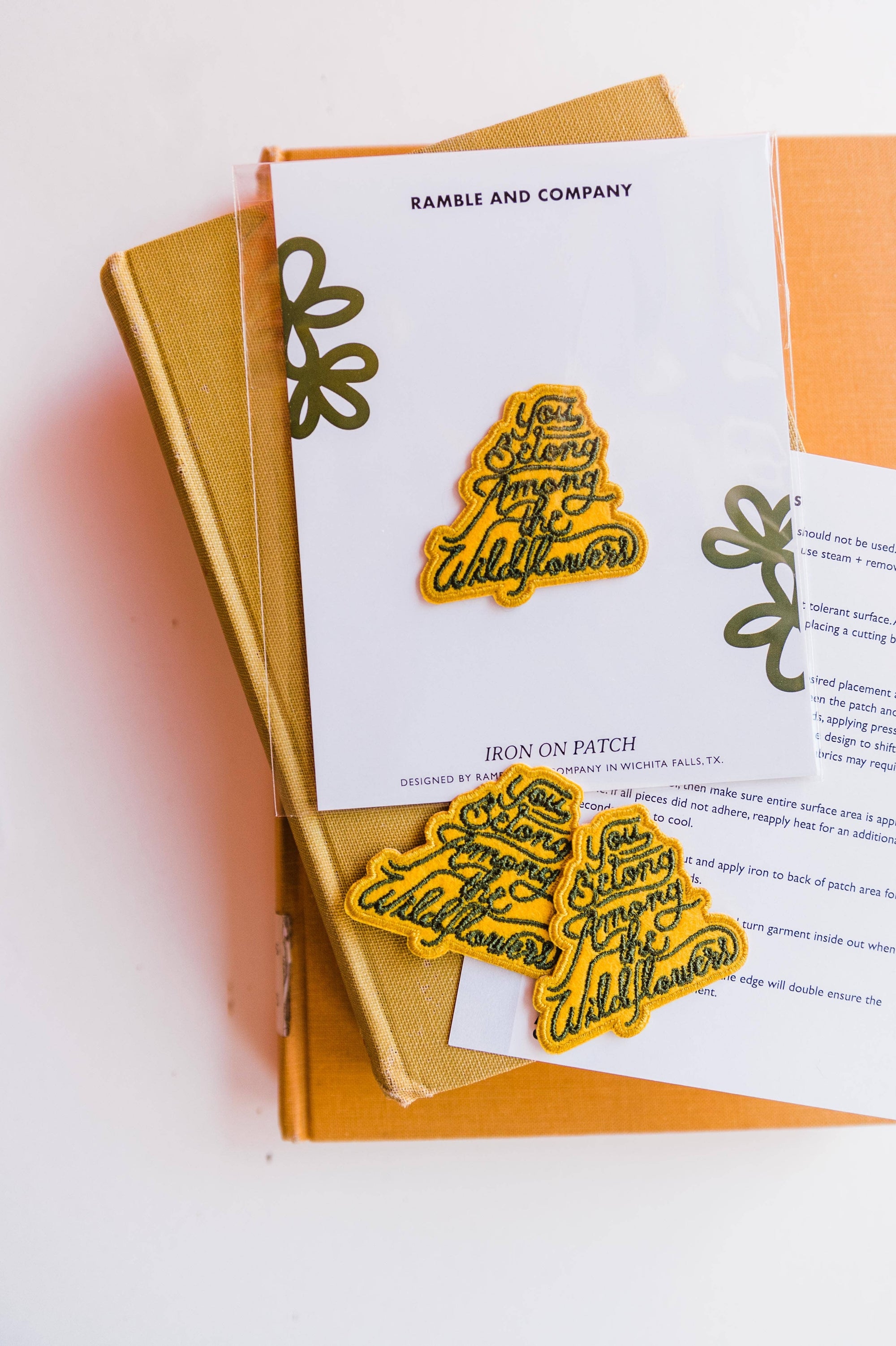 Patches are such a fun way to make something unique + fun, like you! Personalize your Ramble Military jacket, your favorite denim jacket, backpack, bag + more! So many possibilities + ways to use these one-of-a-kind Ramble & Co. patches.
the design: you
