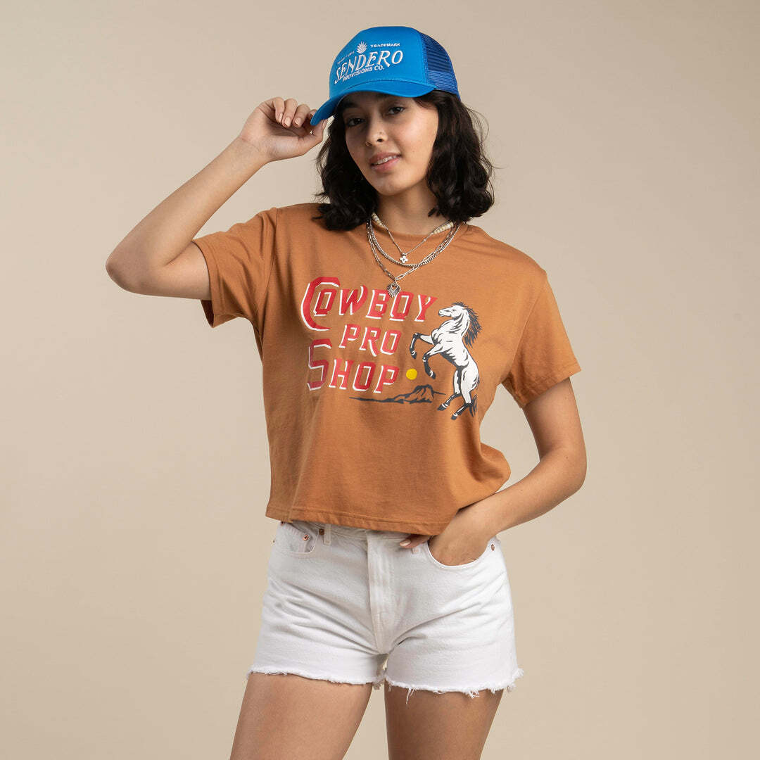 Sendero- Cowboy Pro Shop Boxy Tee in Meerkat