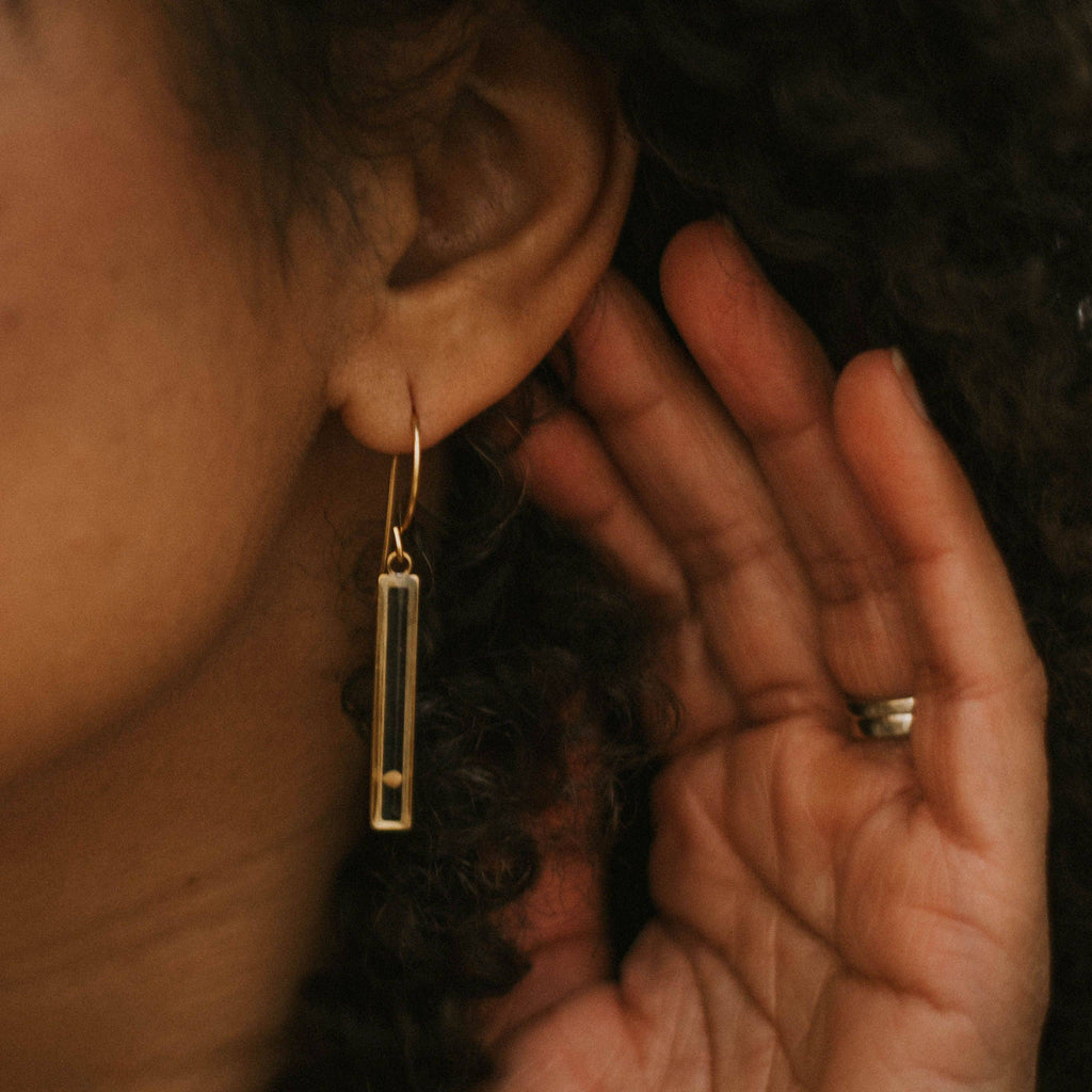 Seed & Soil- Slim Bar Mustard Seed Earring