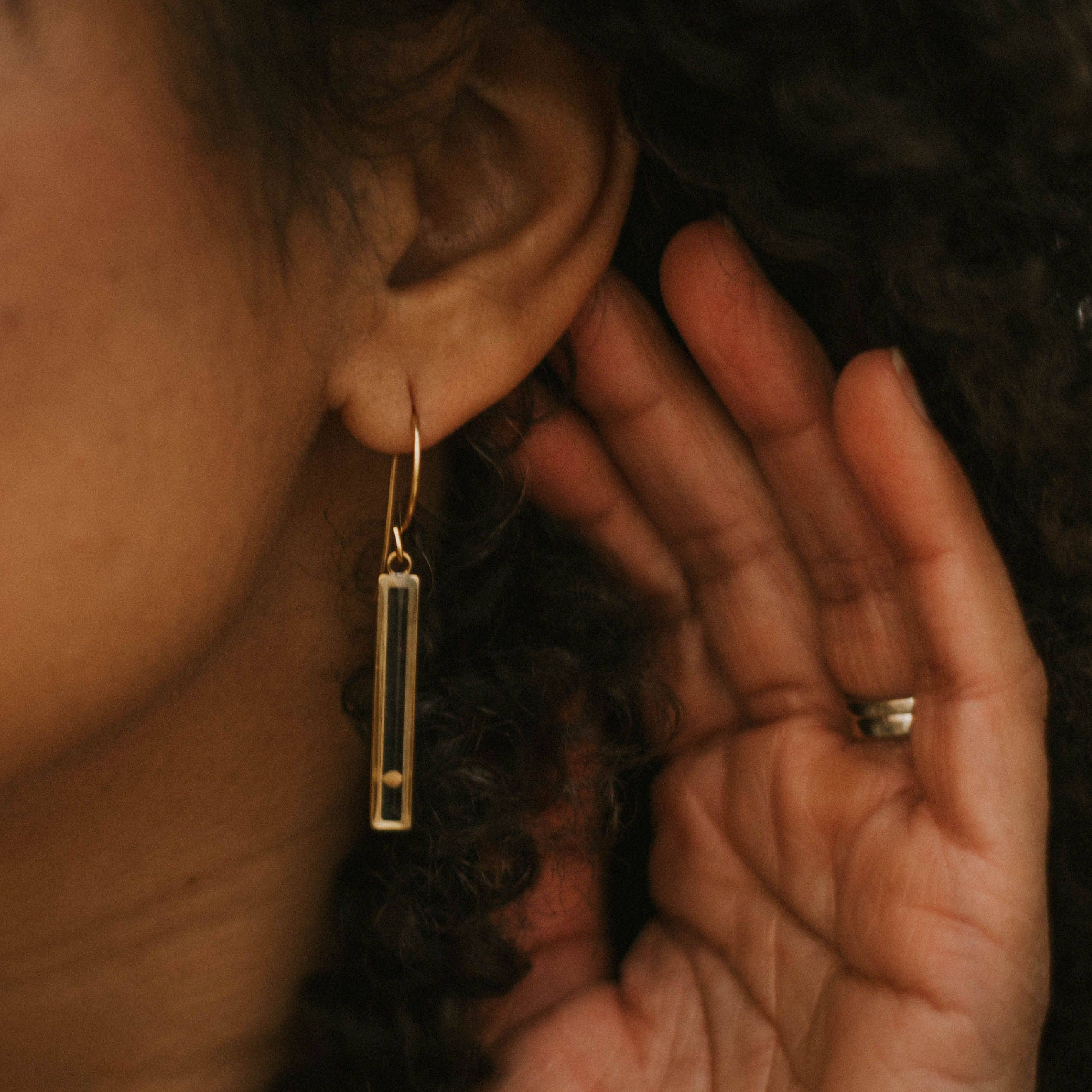 Seed & Soil- Slim Bar Mustard Seed Earring