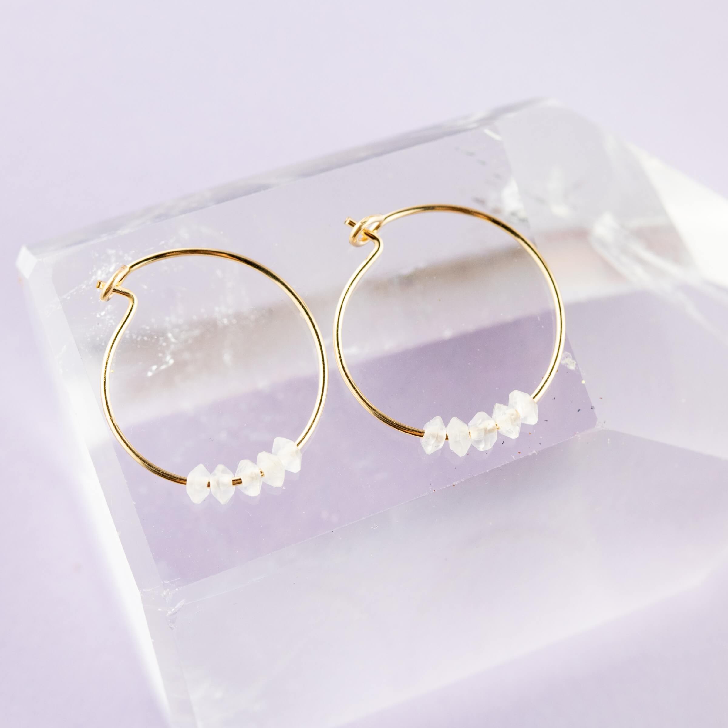 SoulKu- Moonstone Gold Hoop Earrings for Sisterhood