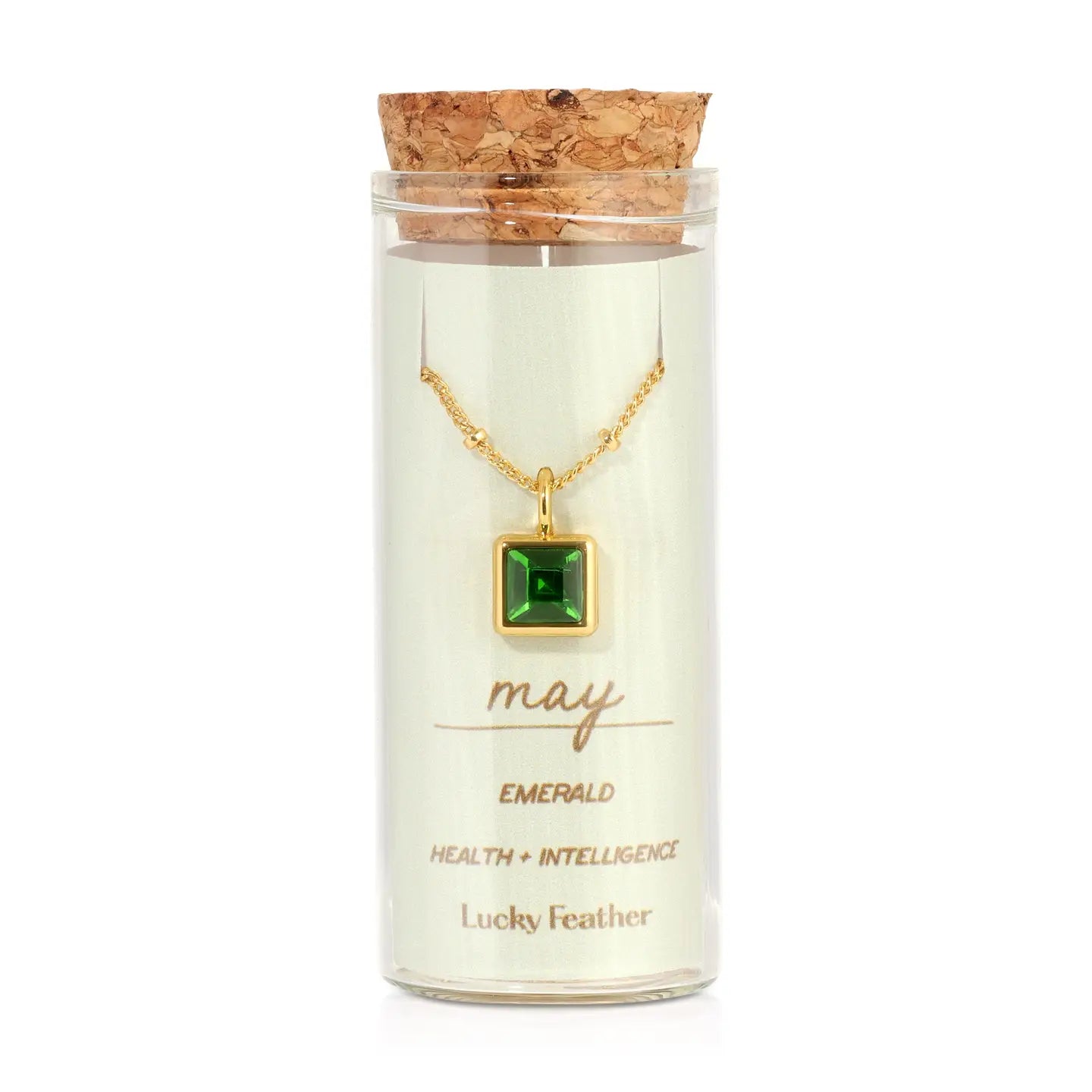 Lucky Feather- Birthstone Bottle Necklace