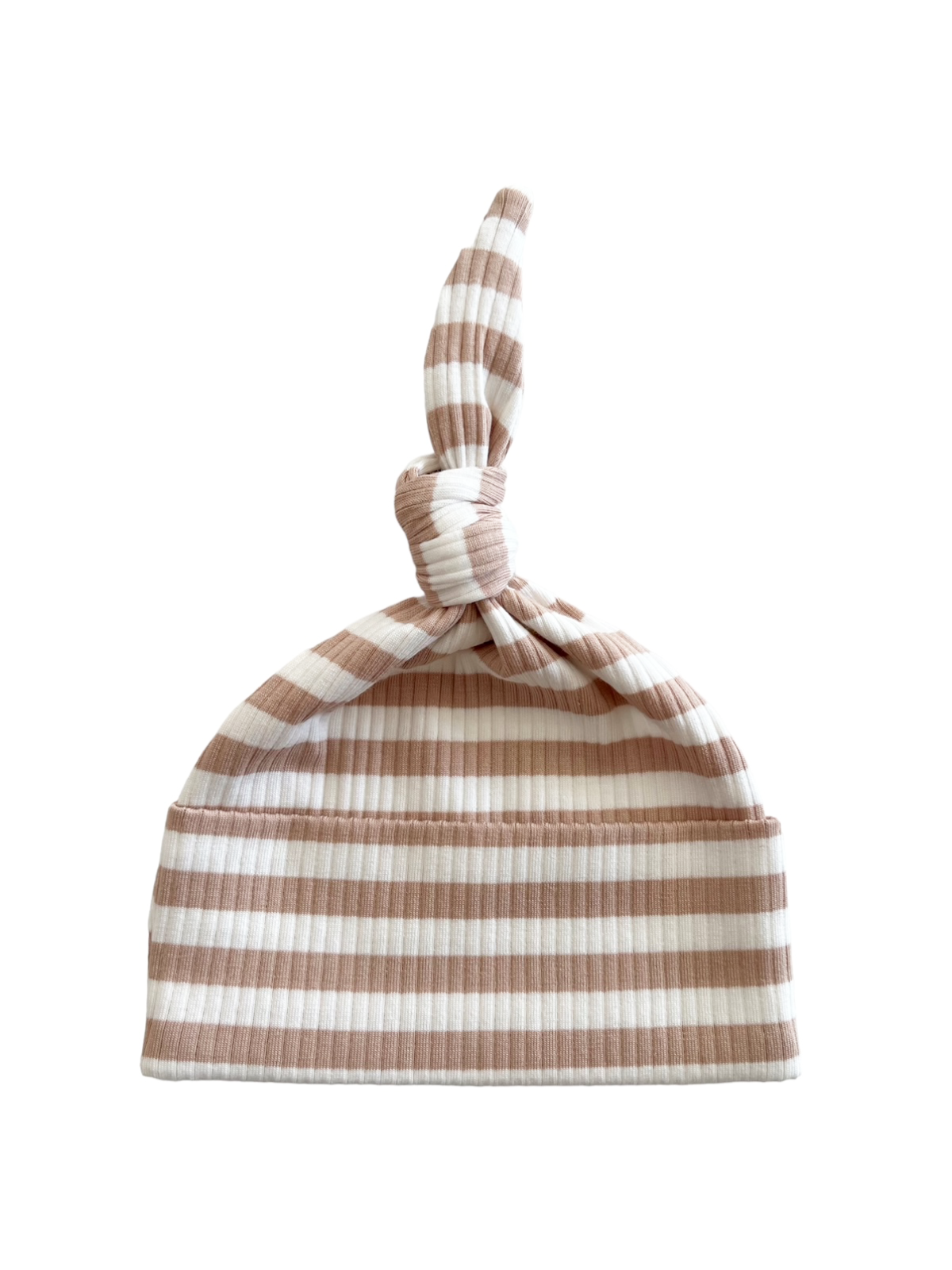 SIIX Collection- Tan Stripe / Organic Ribbed Beanie (Baby - Kids)