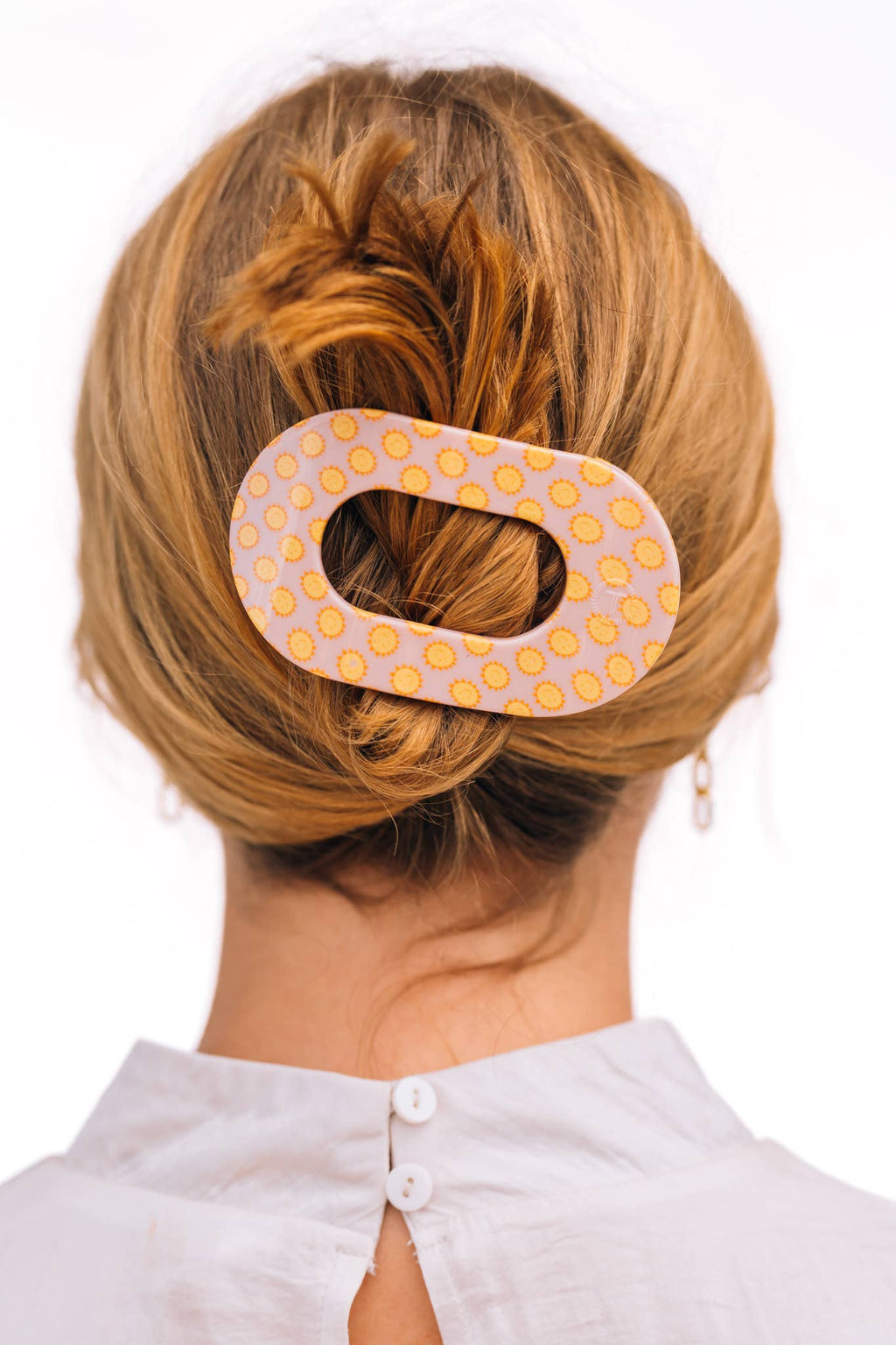 TELETIES- Round Flat Hair Clip | Medium | Sunny Days Ahead