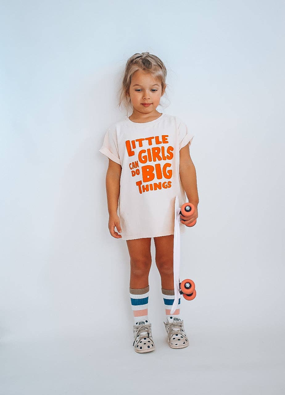 Minimalist Folk Co.- Little Girls Cando Big Things in vivid orange | Kids Tee