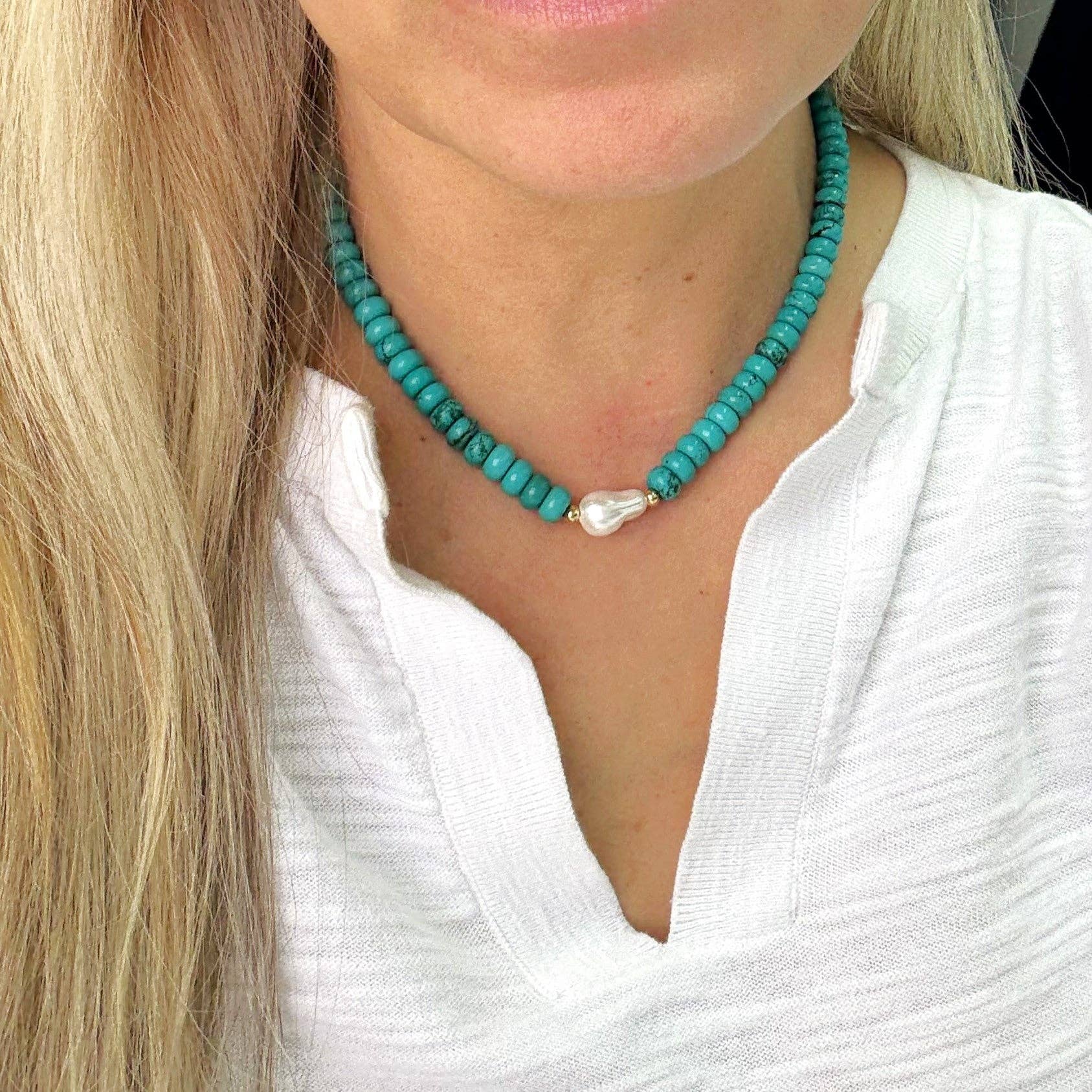 The Silver Wren- Scout Turquoise & Pearl Necklace