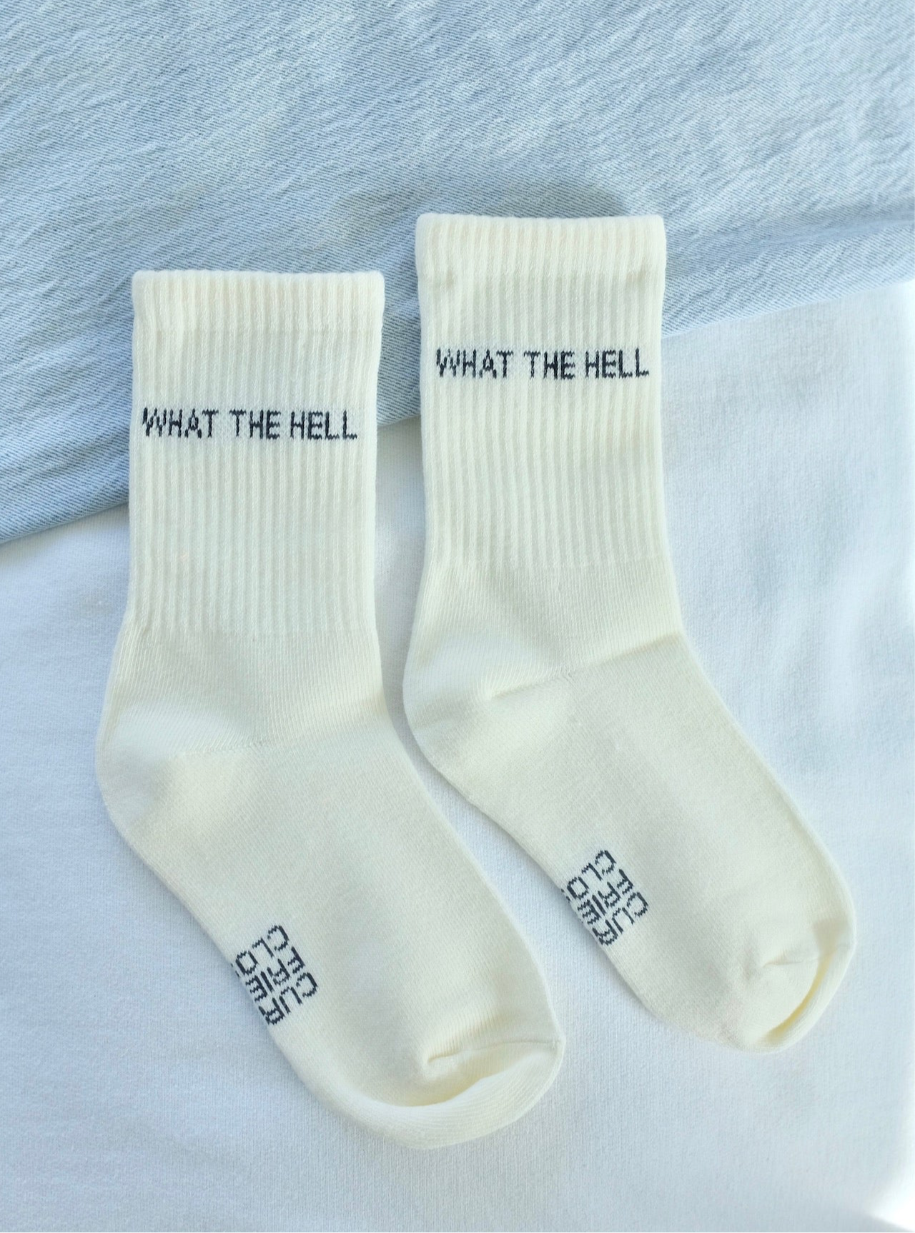 First Summer- What The Hell Ribbed Crew Socks, Cream