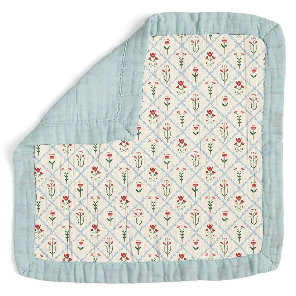 1canoe2- Scandinavian Folk Floral Diamond Baby Lovey Muslin Blanket