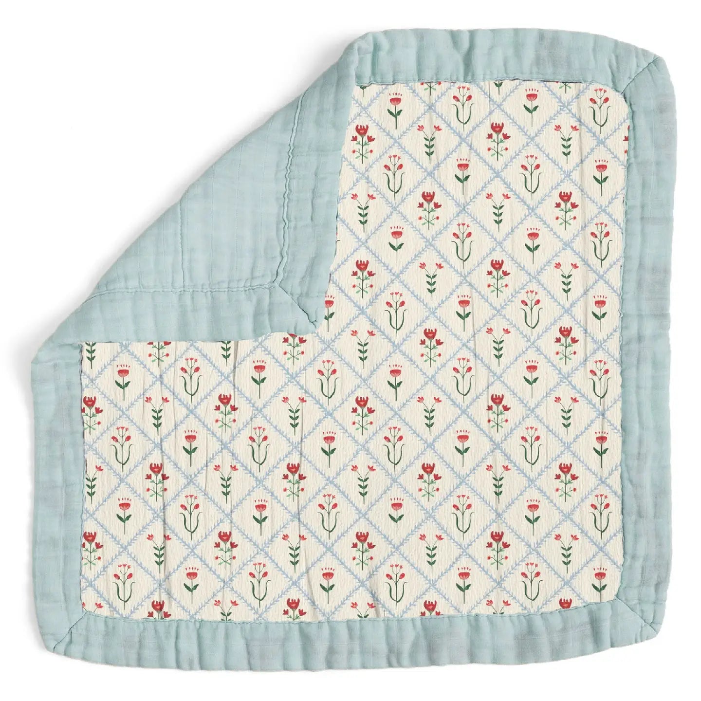 1canoe2- Scandinavian Folk Floral Diamond Baby Lovey Muslin Blanket