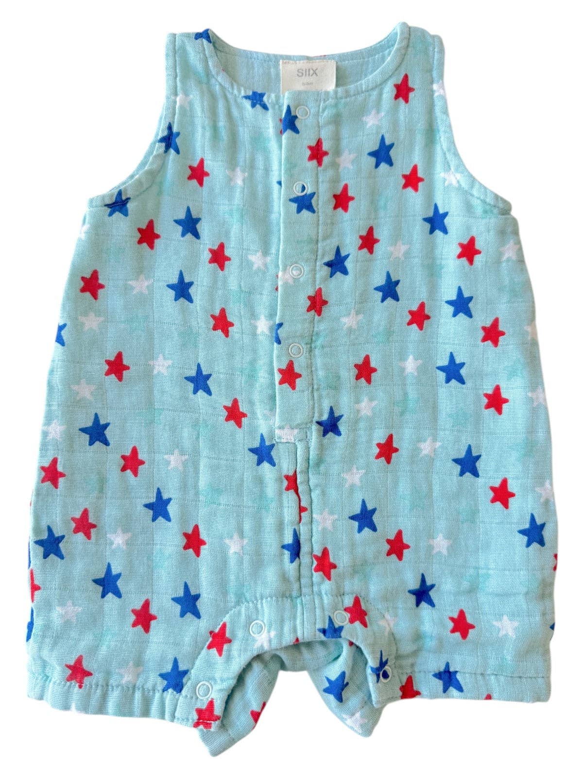 SIIX Collection- Splendid Stars Blue / Muslin Shortie Romper