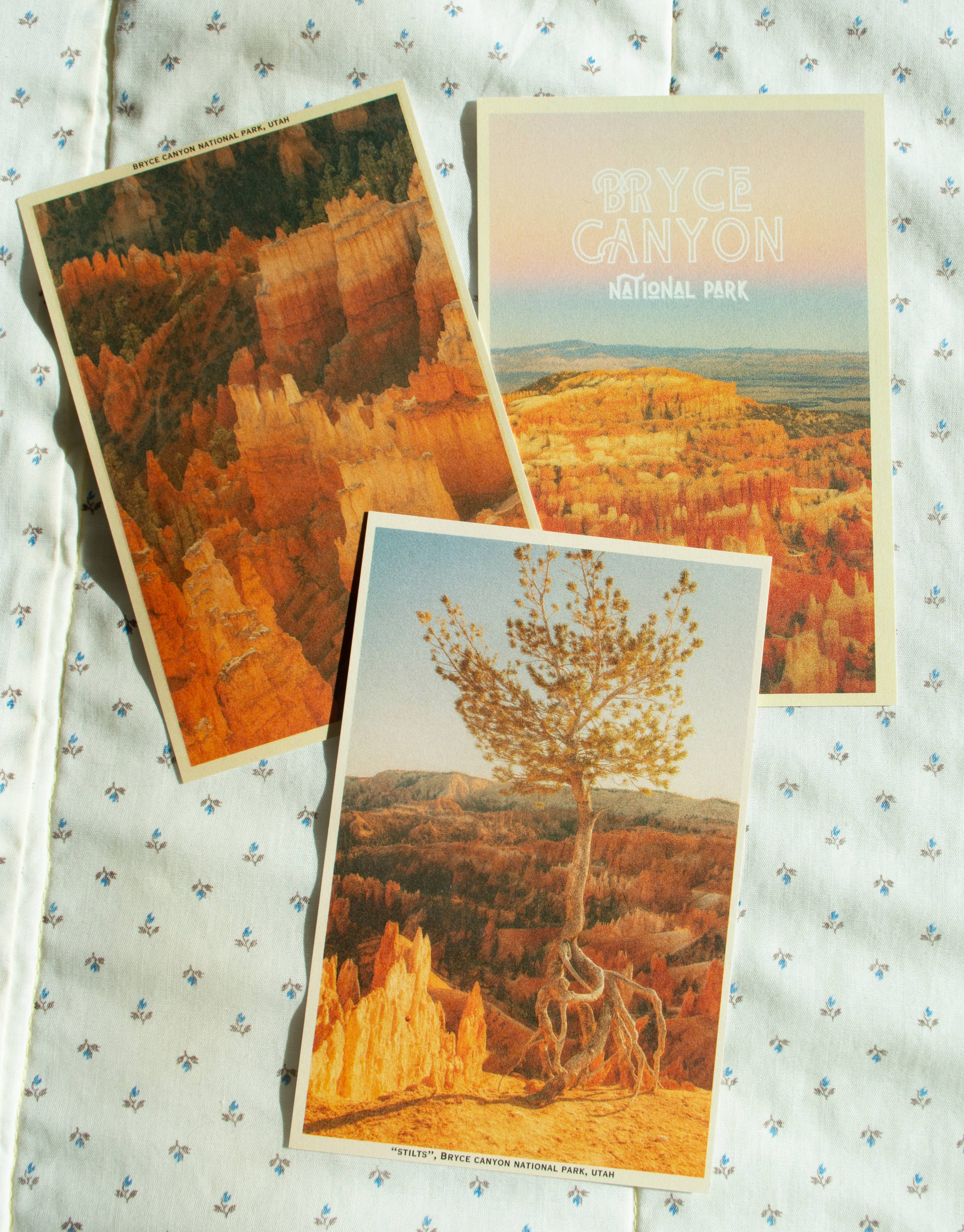 Traildust Goods- Bryce Canyon Vintage Inspired 4x6 Postcards (Bryce Point)
