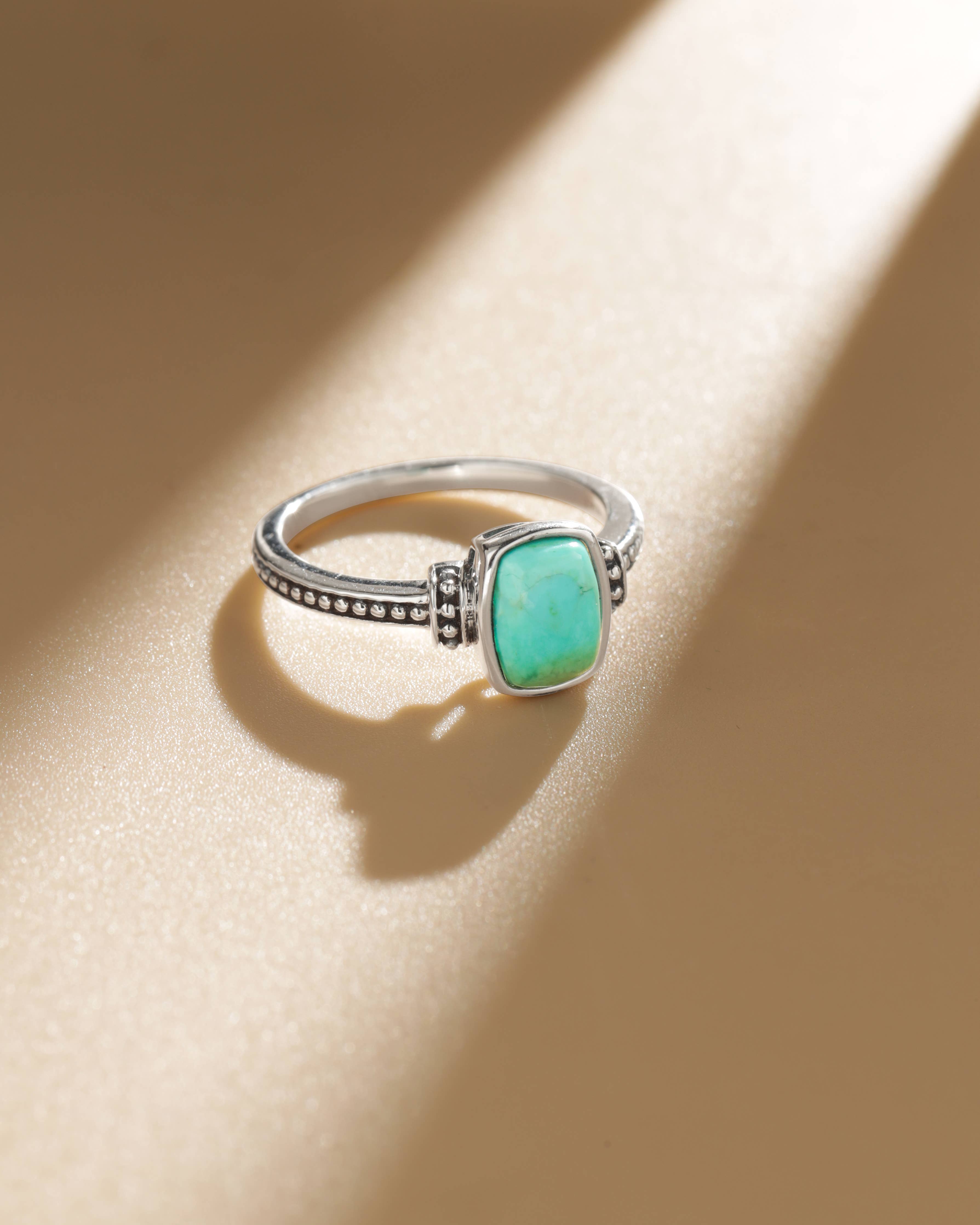 Tiramisu- Sterling Silver Mohave Turquoise Solitaire Ring