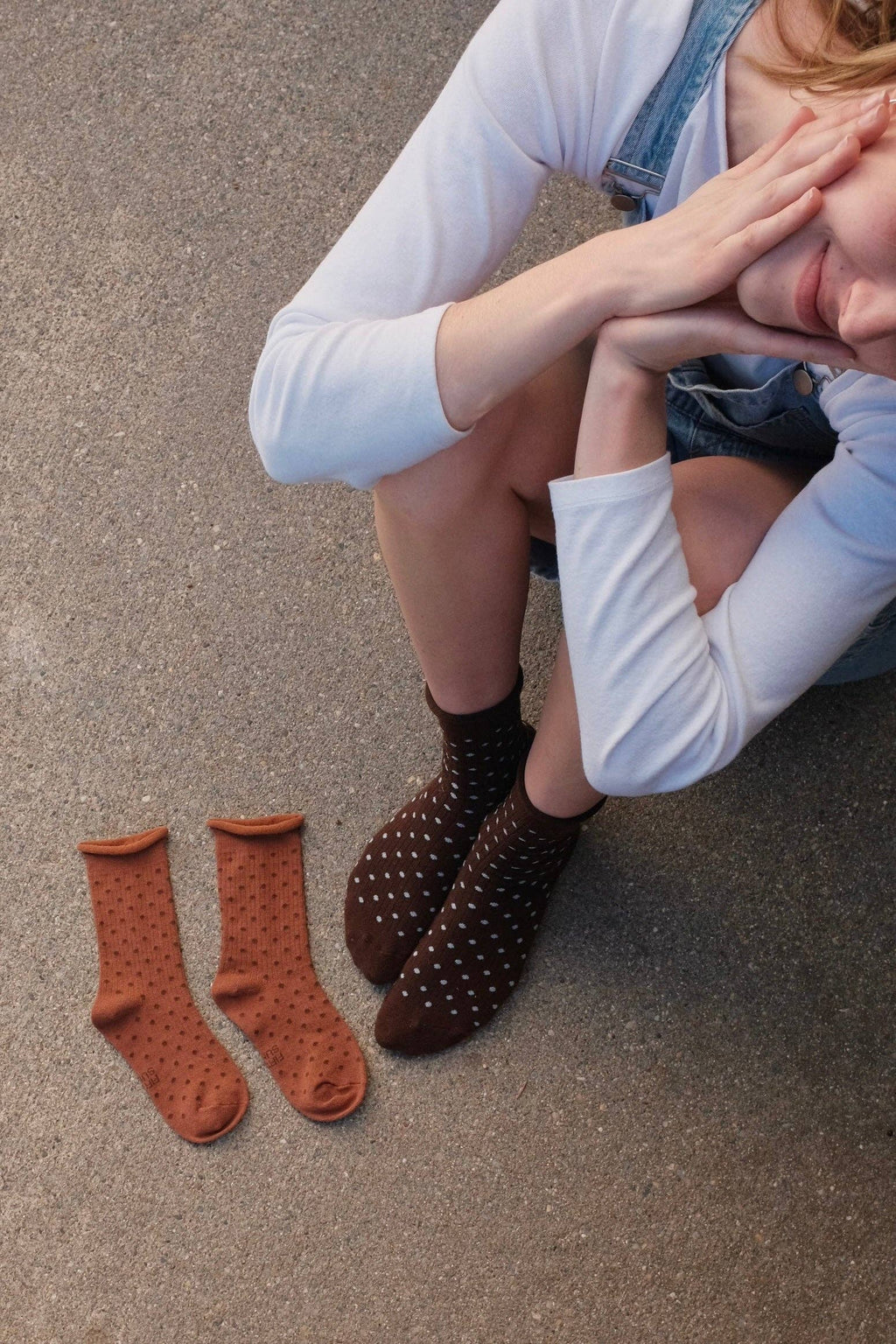 First Summer- Brown Classic Polka Dot Crew Socks