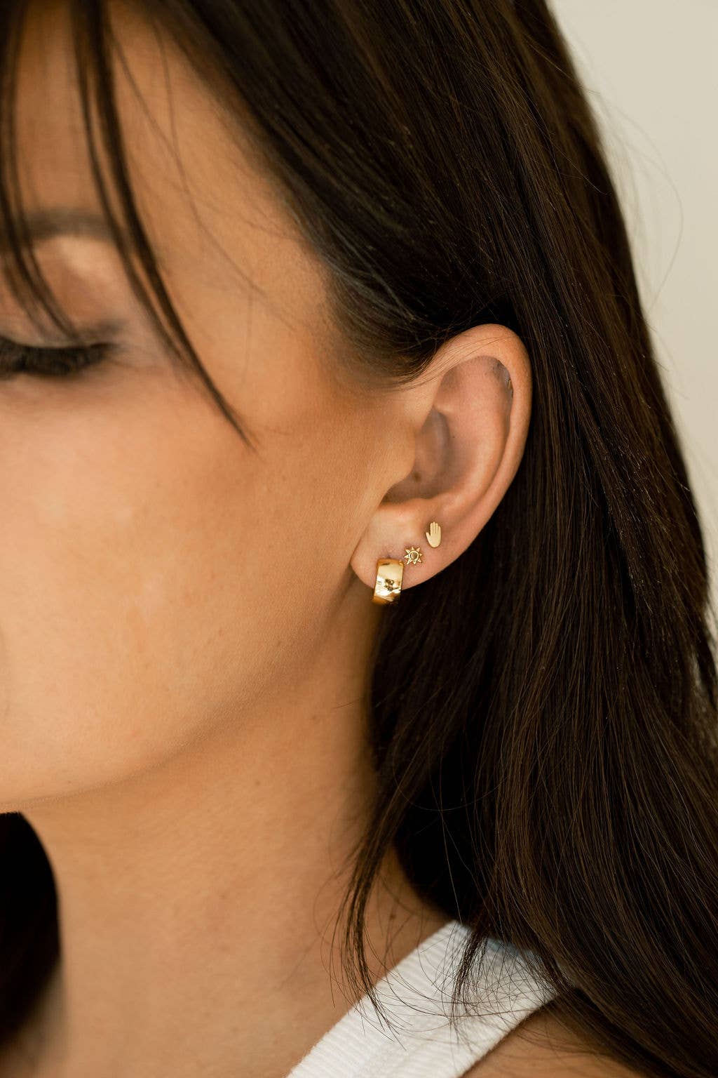 Land of Salt- Hand Stud Earring in Gold
