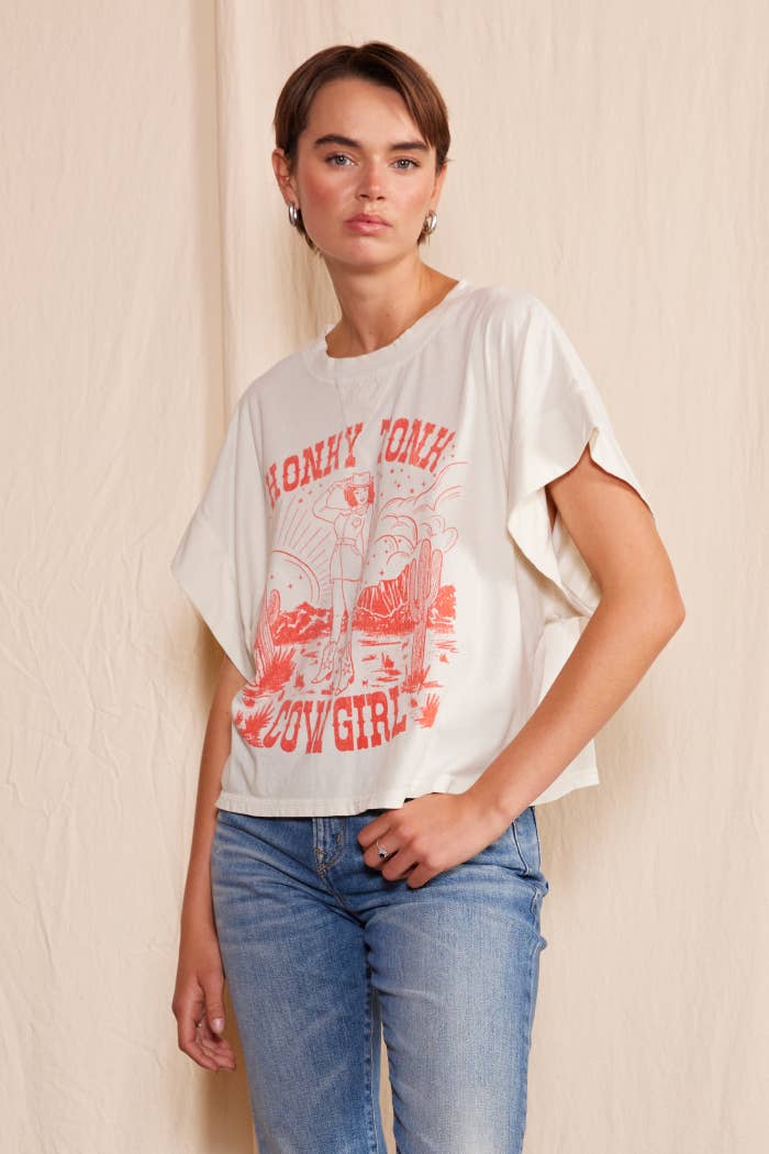 People of Leisure= "Honky  Cowgirl" Crew Neck T-shirt