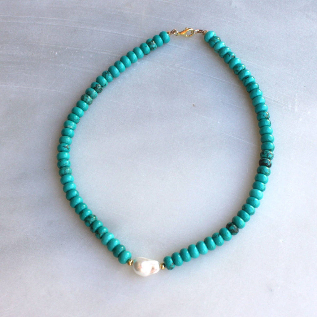 The Silver Wren- Scout Turquoise & Pearl Necklace