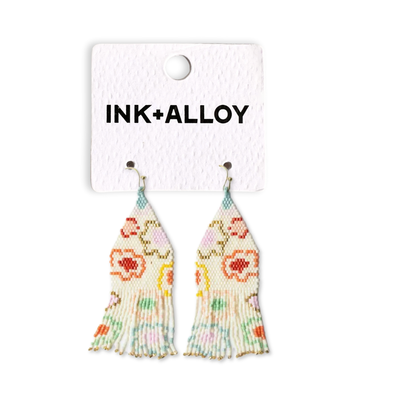 INK + ALLOY- Delilah Poppies Beaded Fringe Earrings Multi