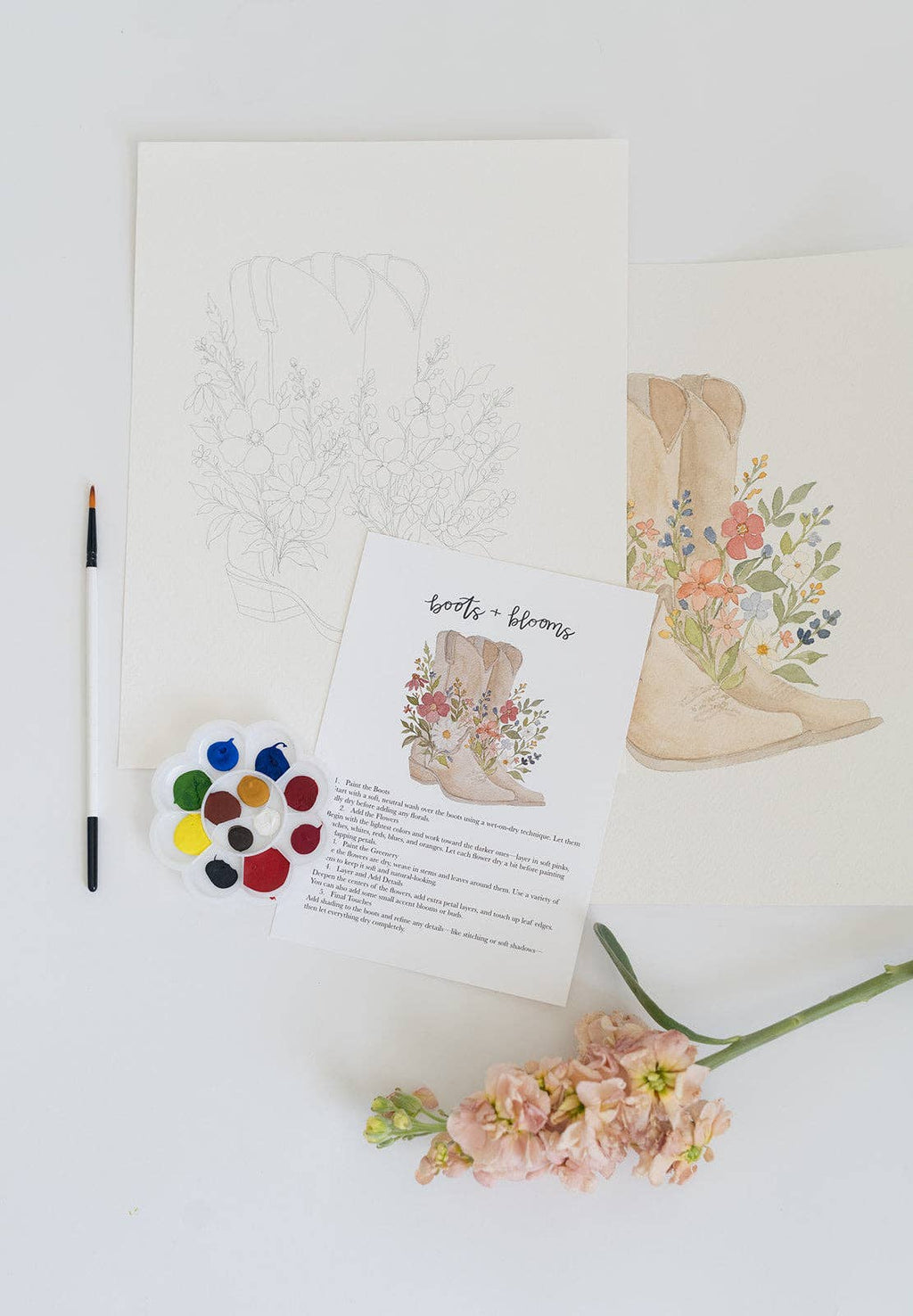 Bailey Rae Studio- Boots & blooms - watercolor kit
