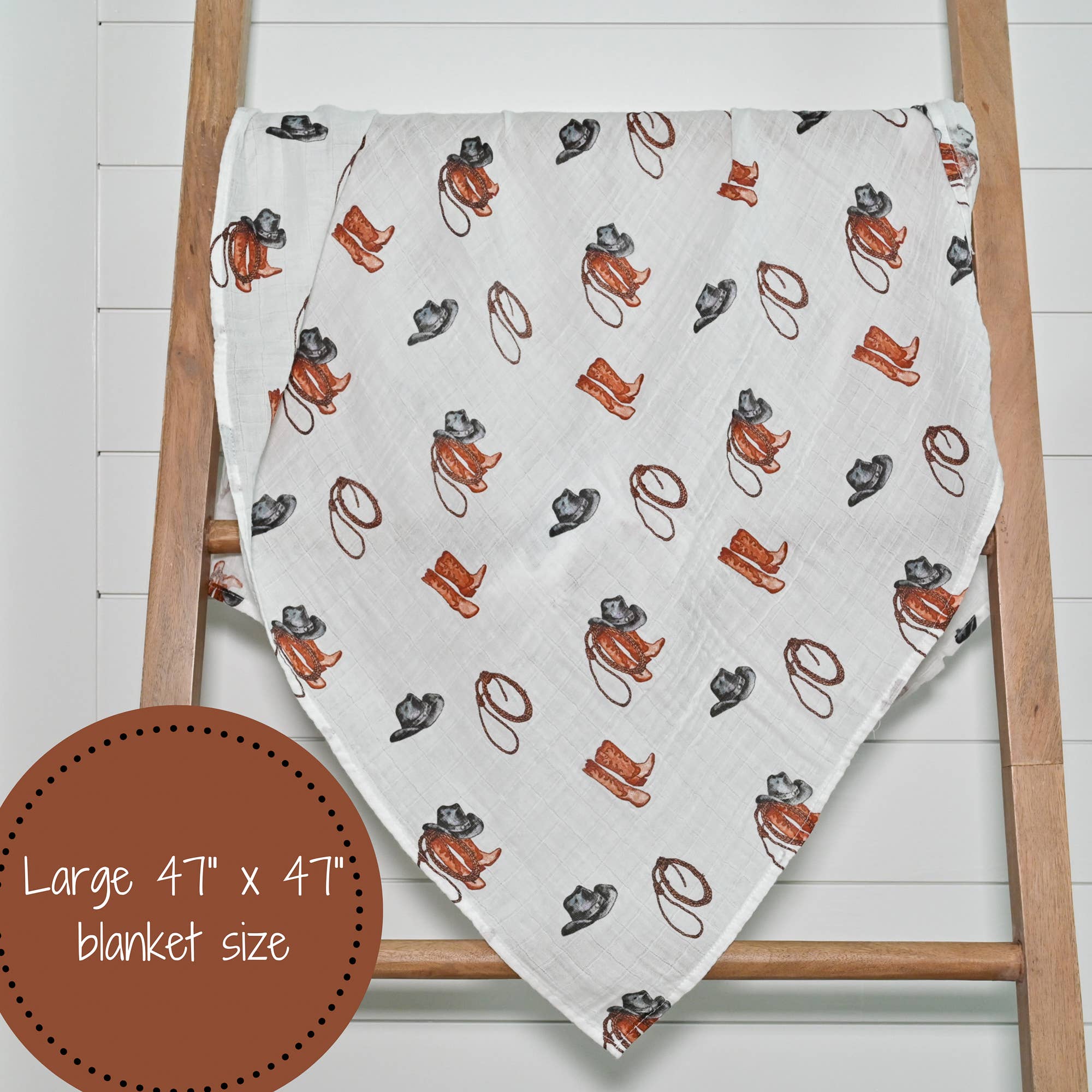 LollyBanks- Life Is Better In Boots Western Baby Muslin Swaddle Blanket