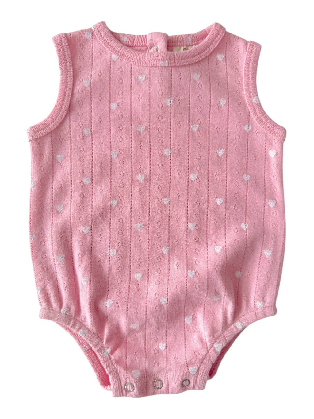 SIIX Collection- Pink with White Heart / Organic Pointelle Dune Bubble