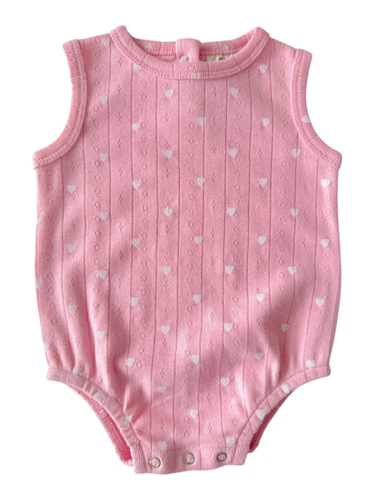 SIIX Collection- Pink with White Heart / Organic Pointelle Dune Bubble