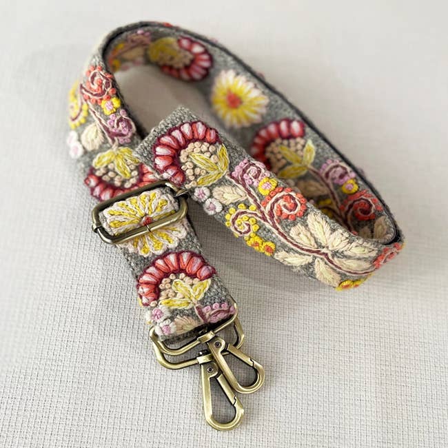 Jenny Krauss- Heather Gray Embroidered Adjustable Bag/Camera Strap