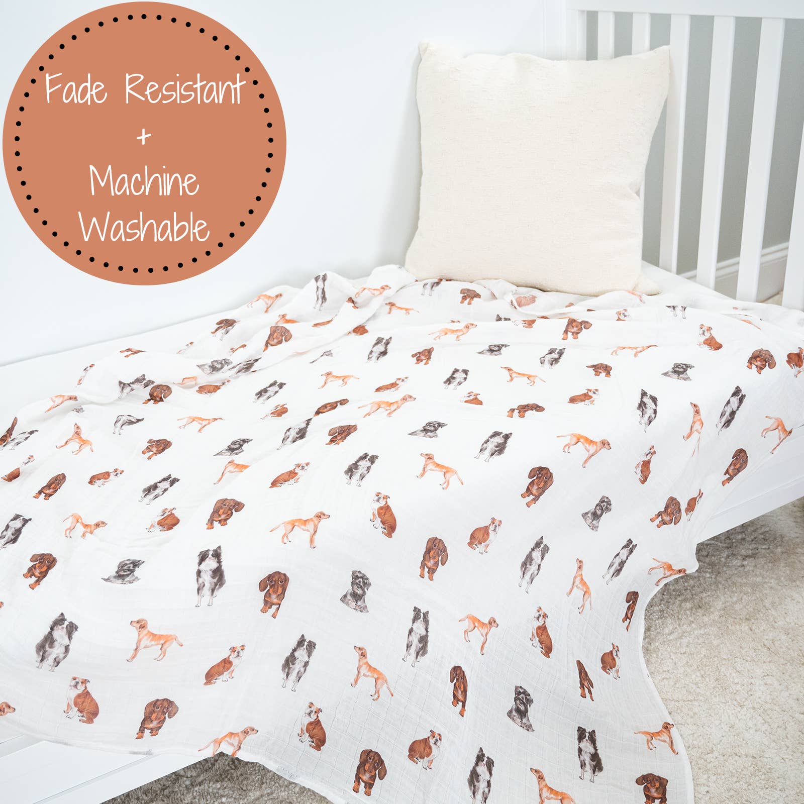 LollyBanks- Adorable Dog Print Baby Muslin Swaddle Blanket