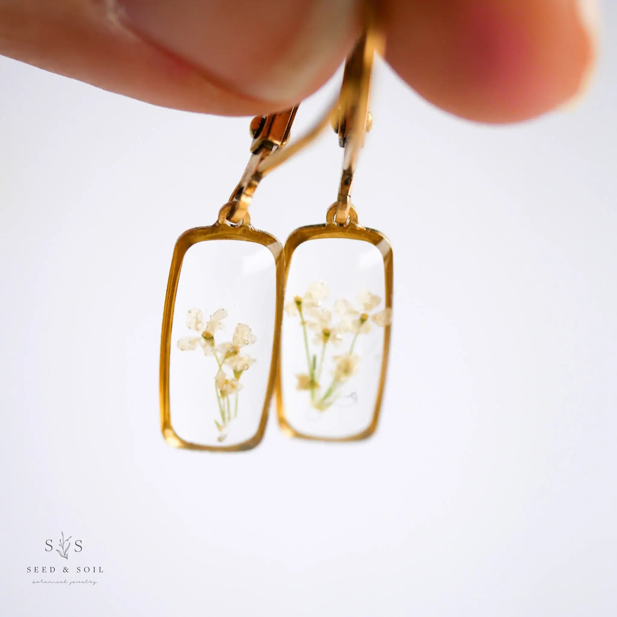 Seed & Soil- Tiny Rectangle Huggie Hoops