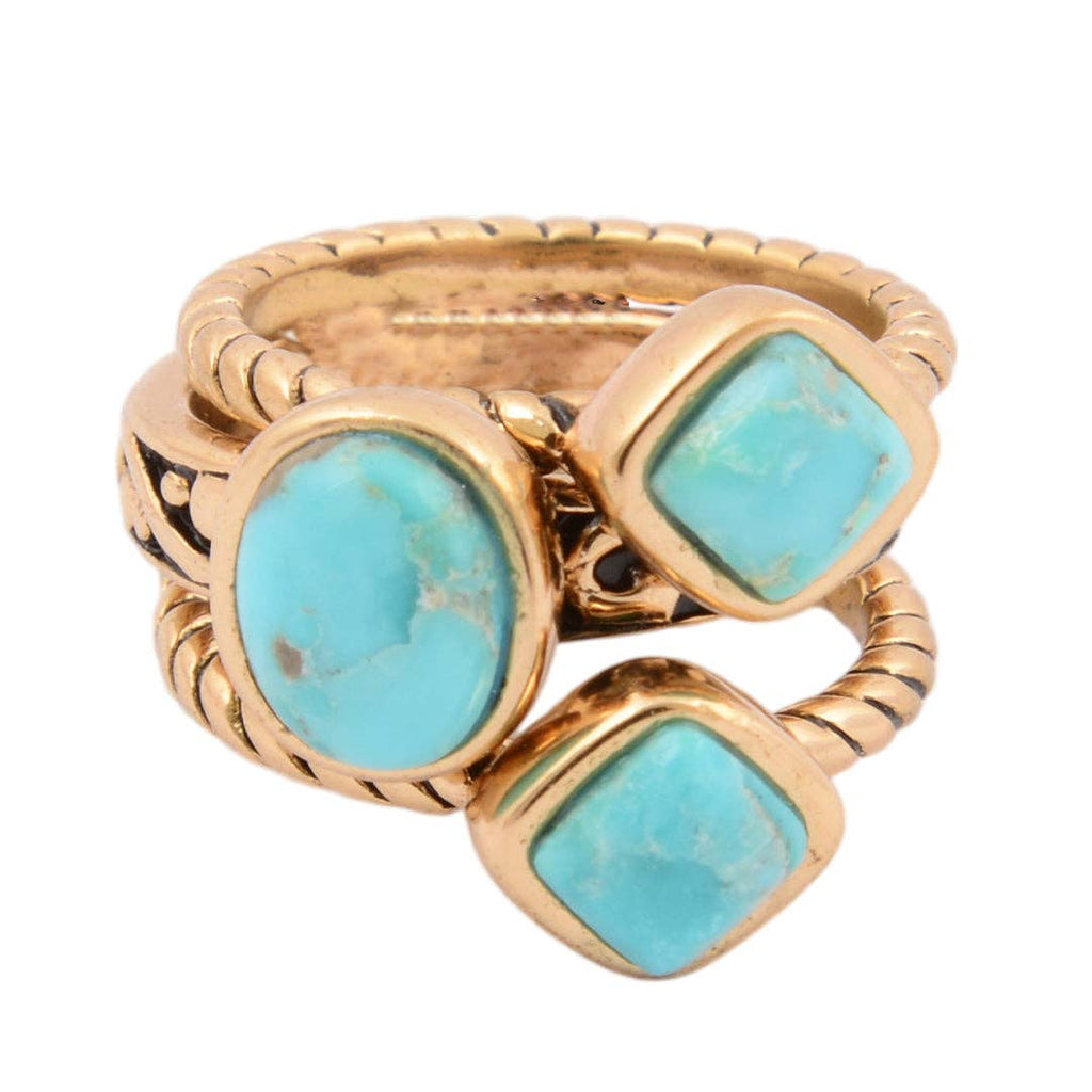 Barse Jewelry- Multi-Shape Turquoise Trio Ring