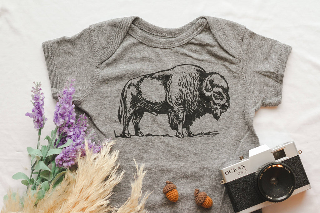 Counter Couture- Bison Baby Bodysuit Heather Grey
