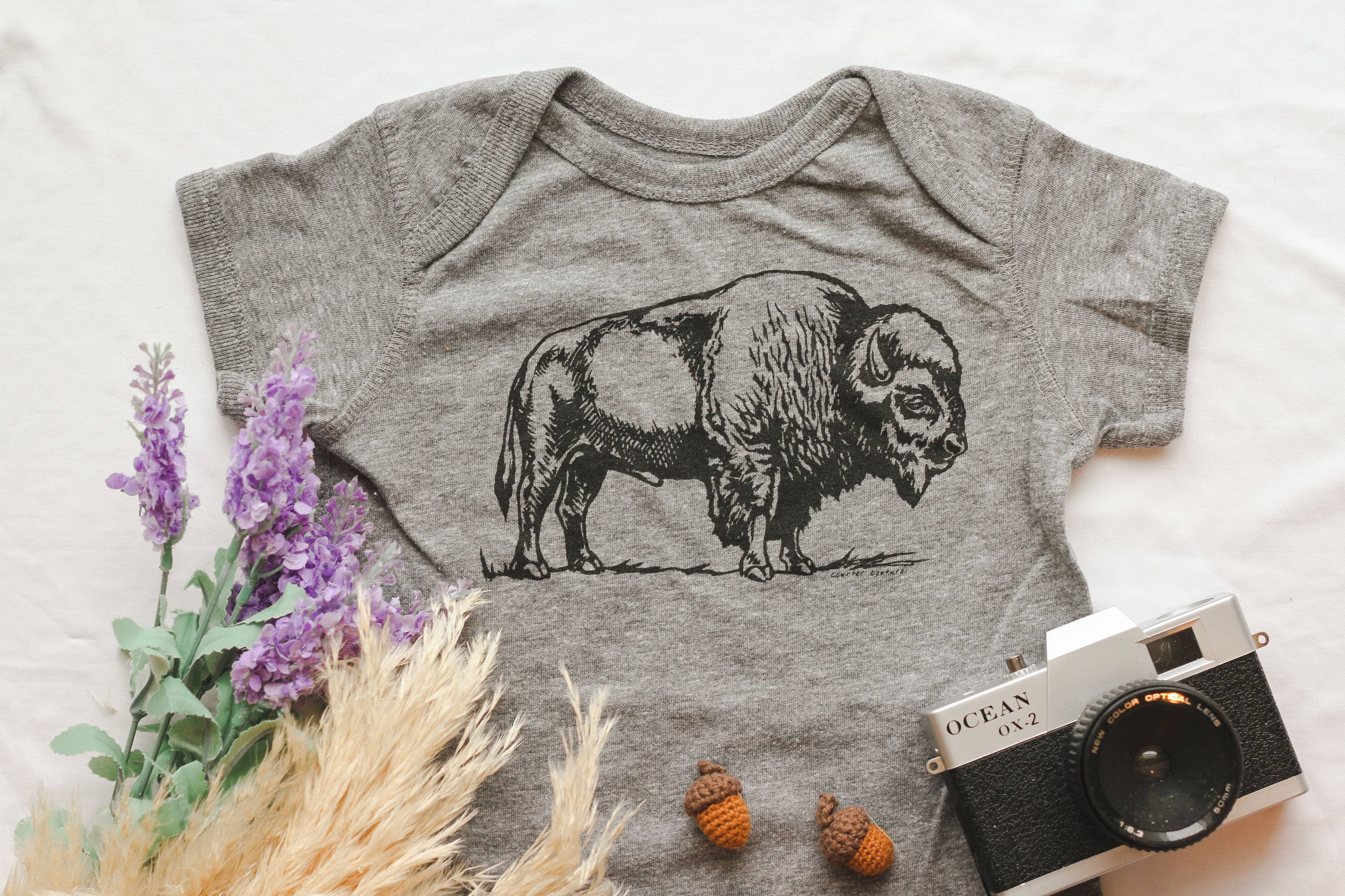 Counter Couture- Bison Baby Bodysuit Heather Grey