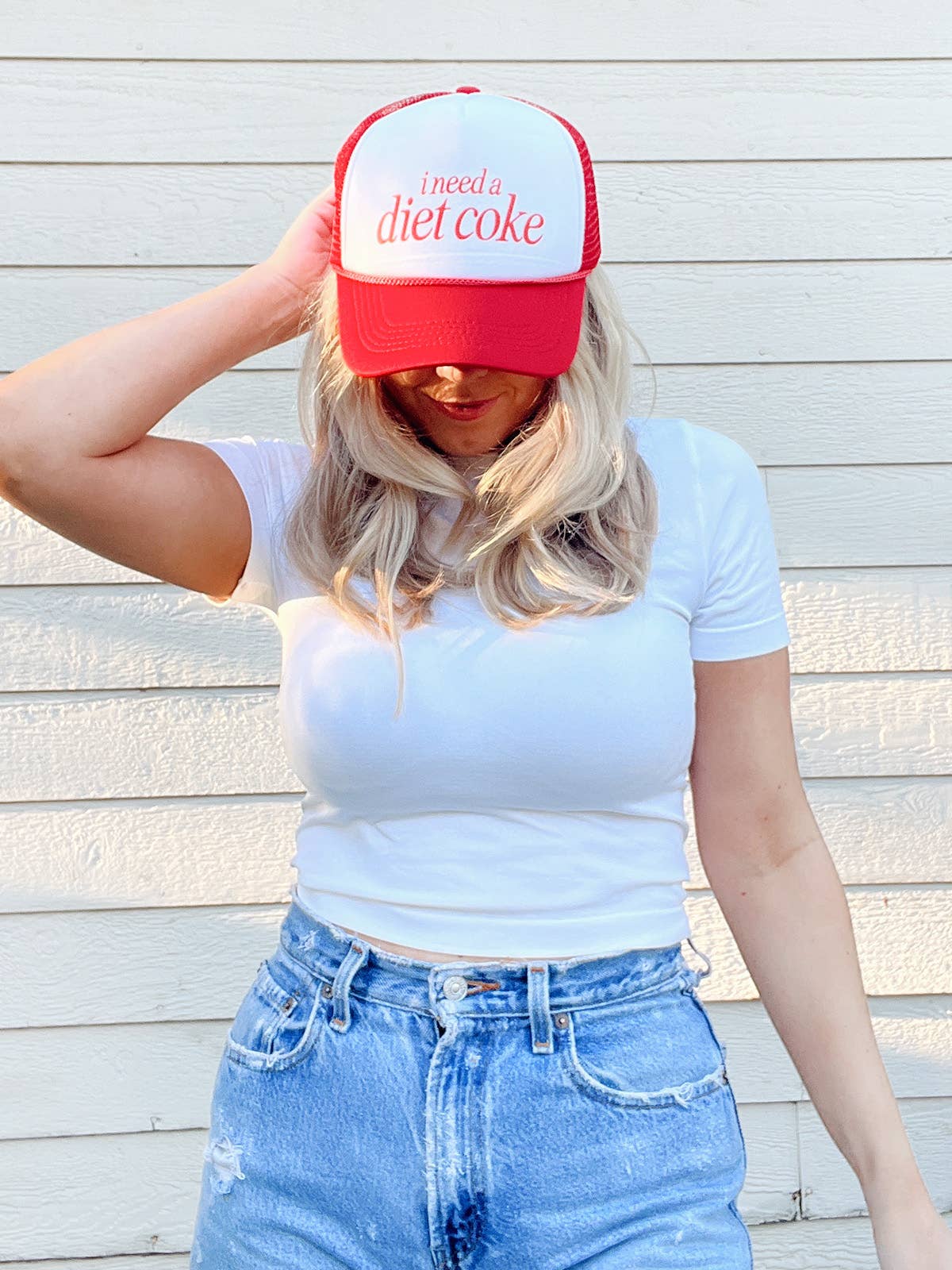 Maddon and Co.- I Need a Diet Coke Trucker Hat - Red & White