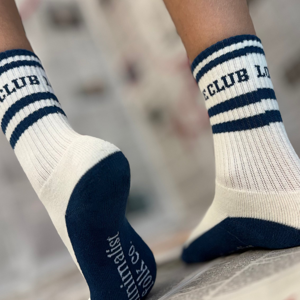 Minimalist Folk Co.- LOVE CLUB | IN NAVY BLUE | socks | retro tube