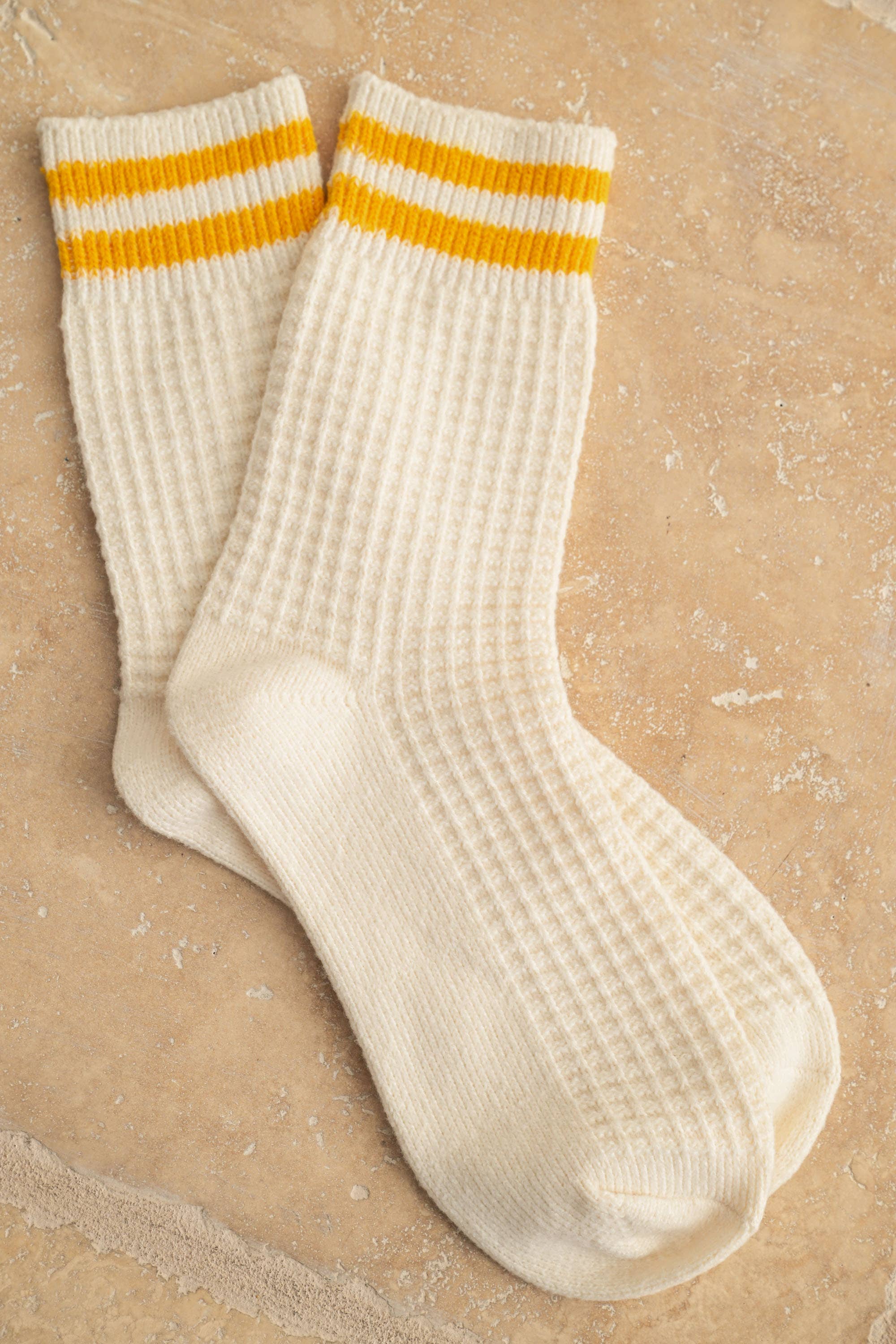 MIOU MUSE- Waffle Pattern Stripped Socks