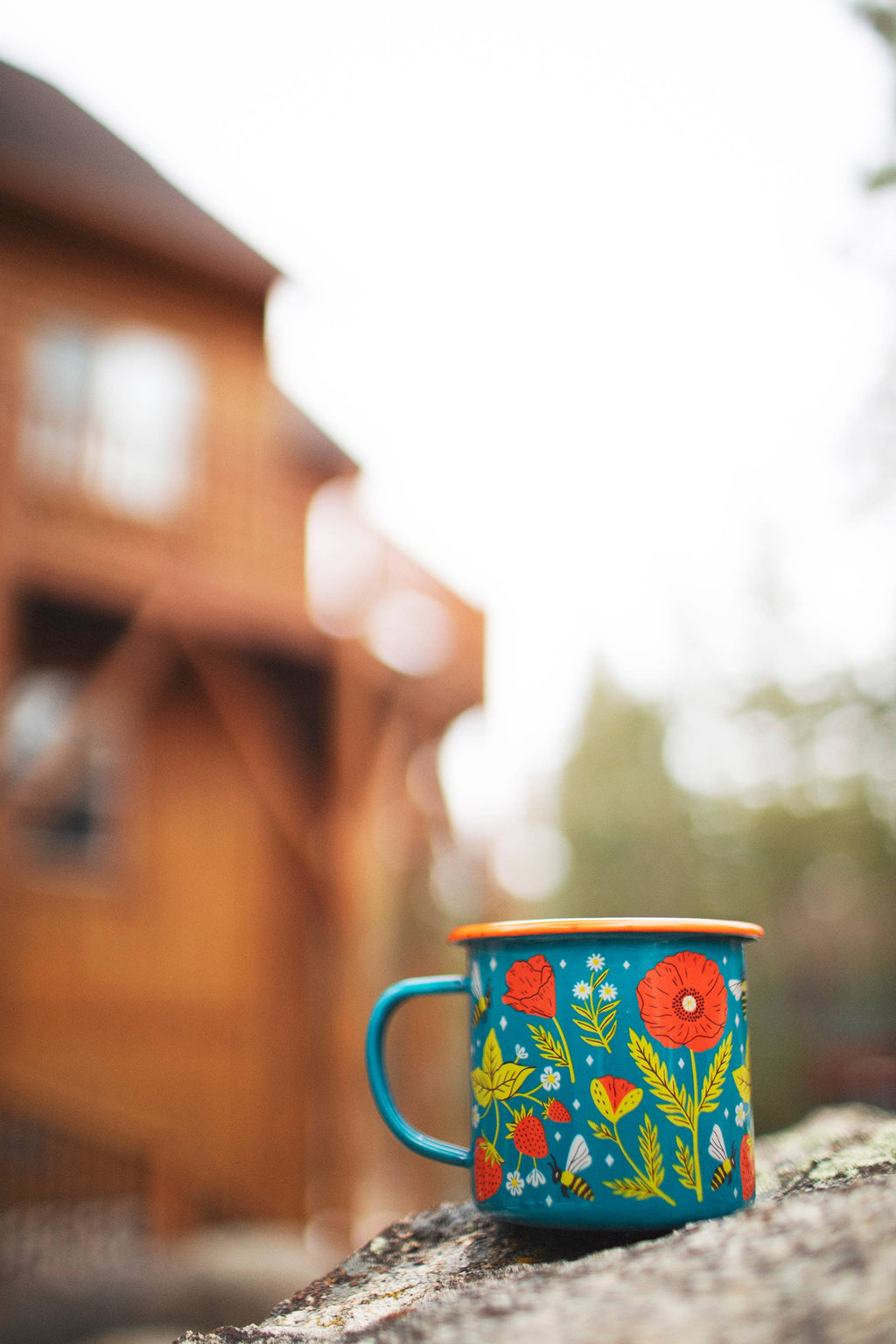 Trek Light- Enamel Coffee & Camp Mug | Garden Buzz | 16 oz | Poppies