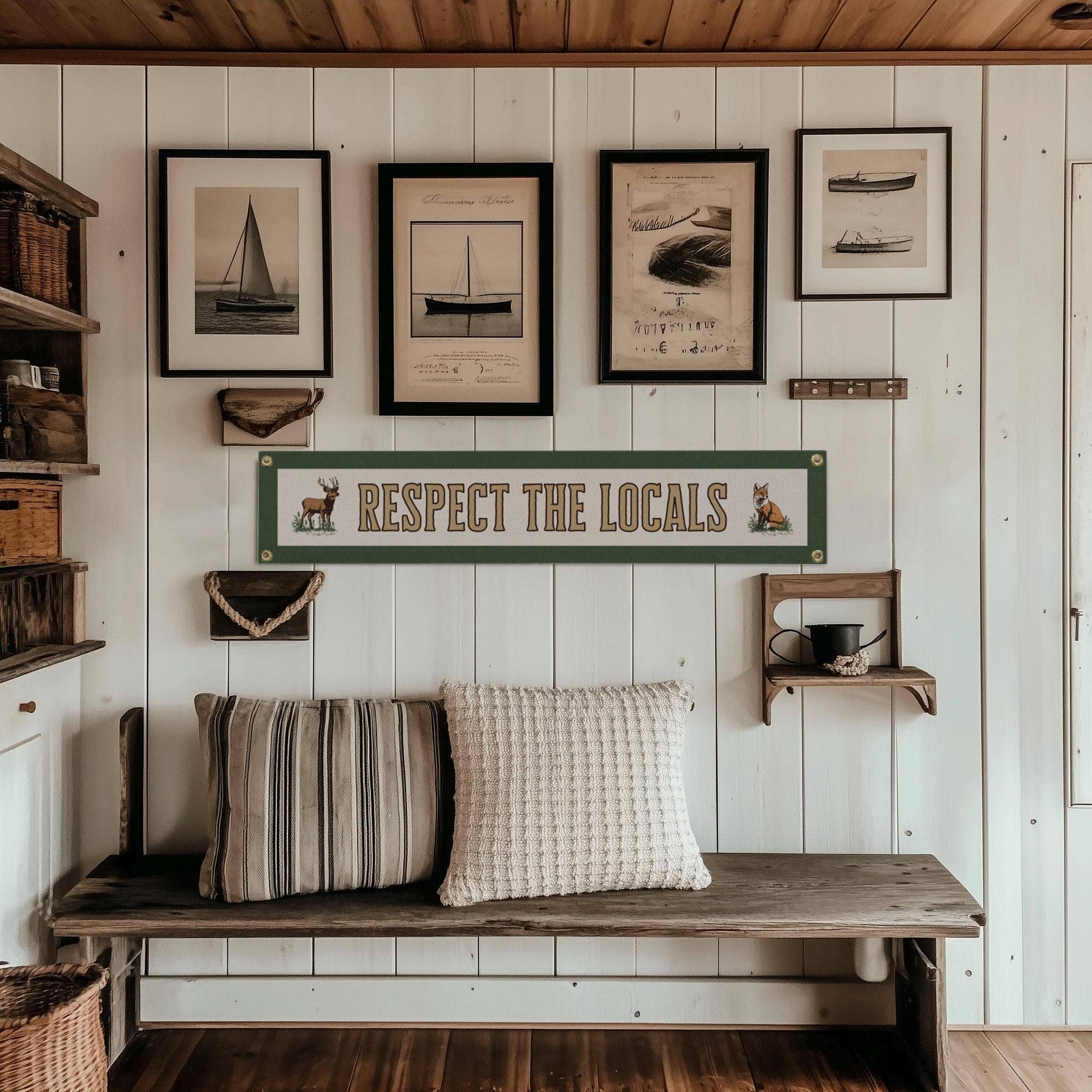 Benoit's Design Co.- Respect The Locals Banner – Vintage Felt Flag