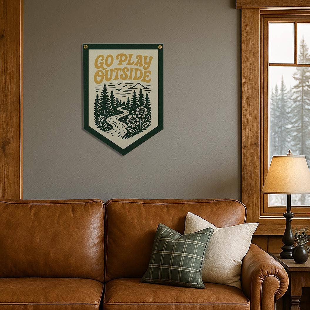 Benoit's Design Co.- Go Play Outside Felt Camp Flag