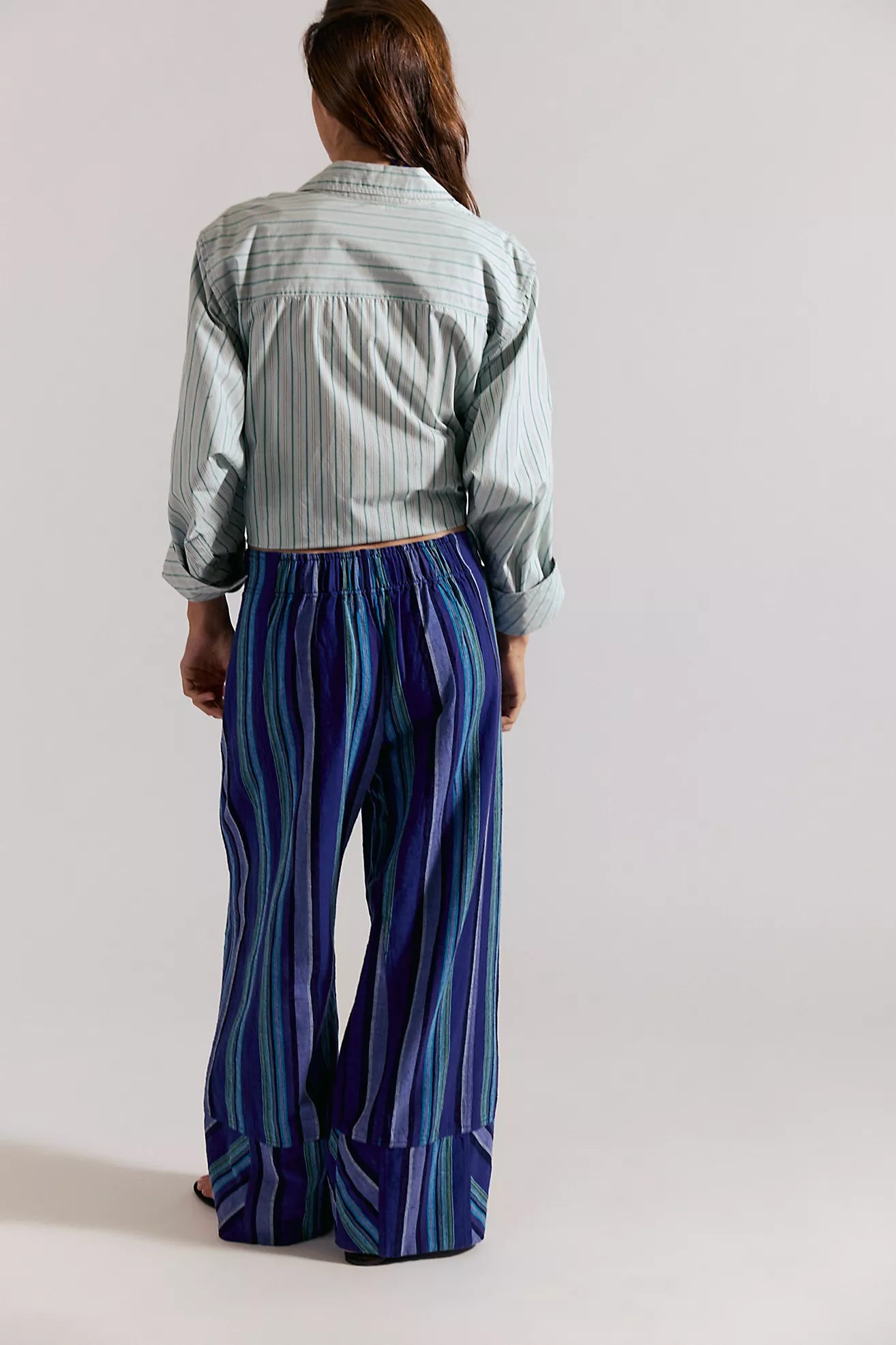 Free People- Day's End Linen Striped Pull-On Pants