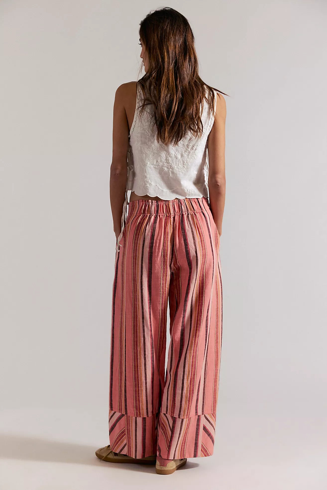 Free People- Day's End Linen Striped Pull-On Pants