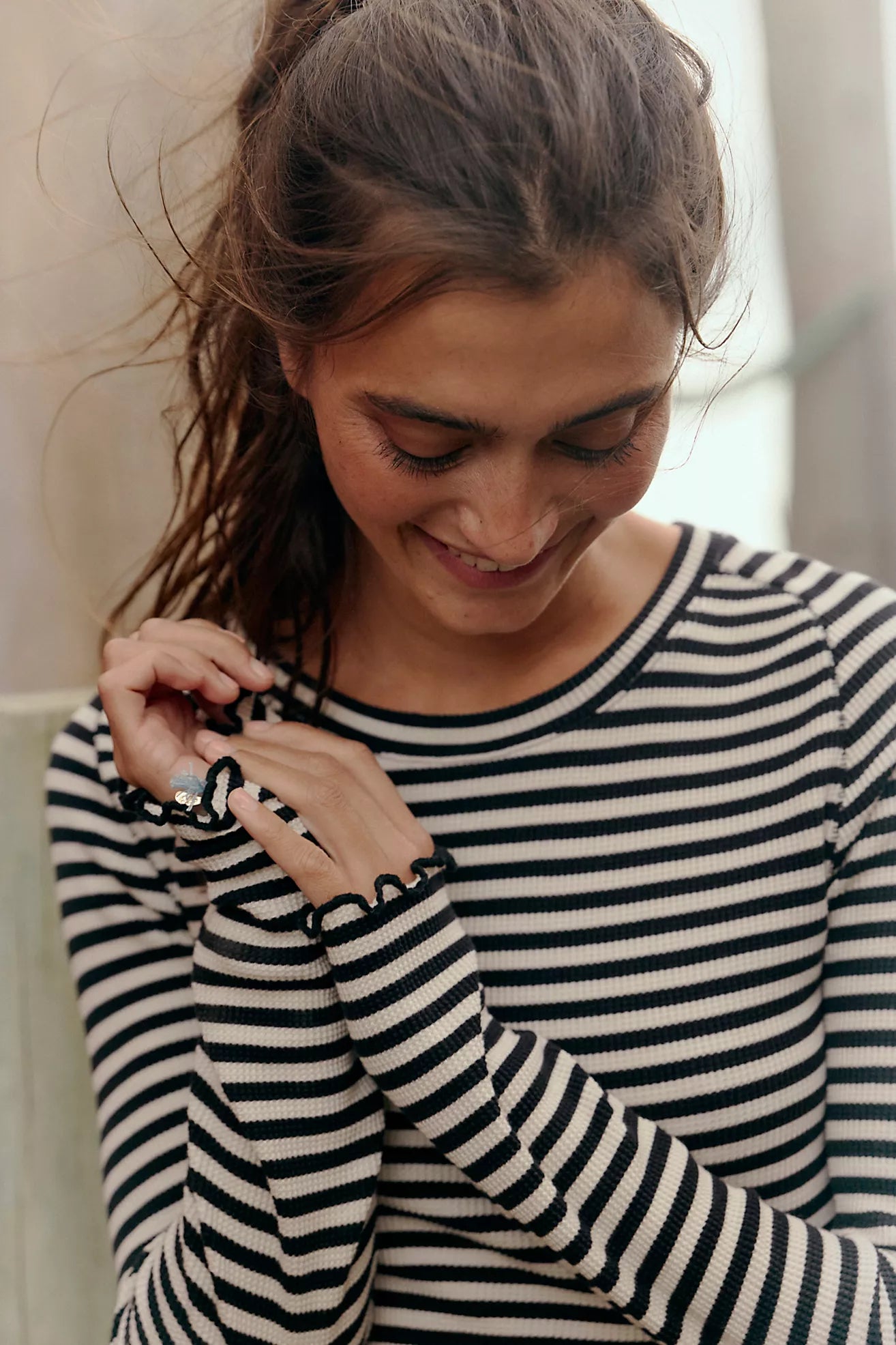 Free People- We The Free Easy Does It Striped Tee