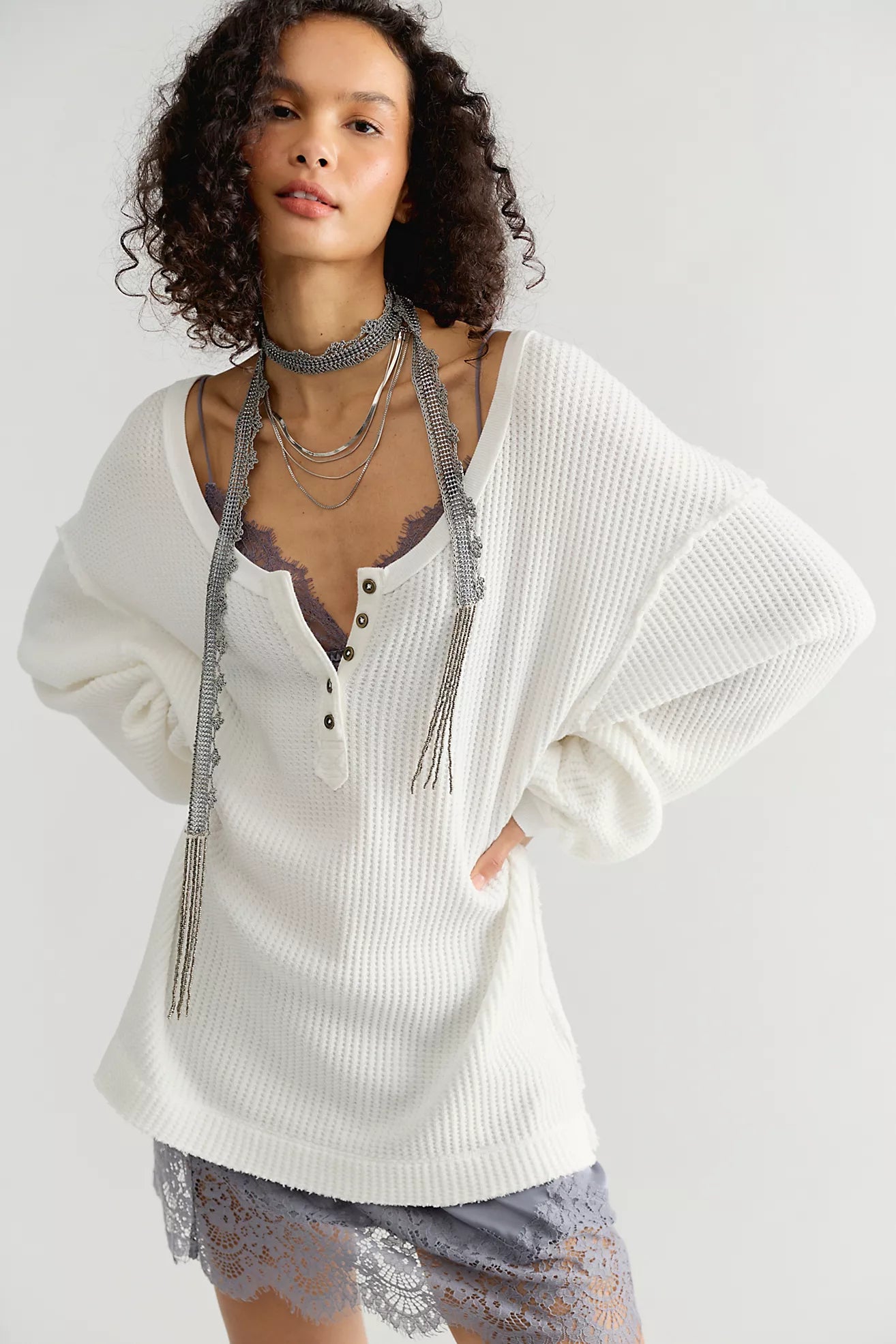 Free Peopel- We The Free Montreal Oversized Thermal Henley