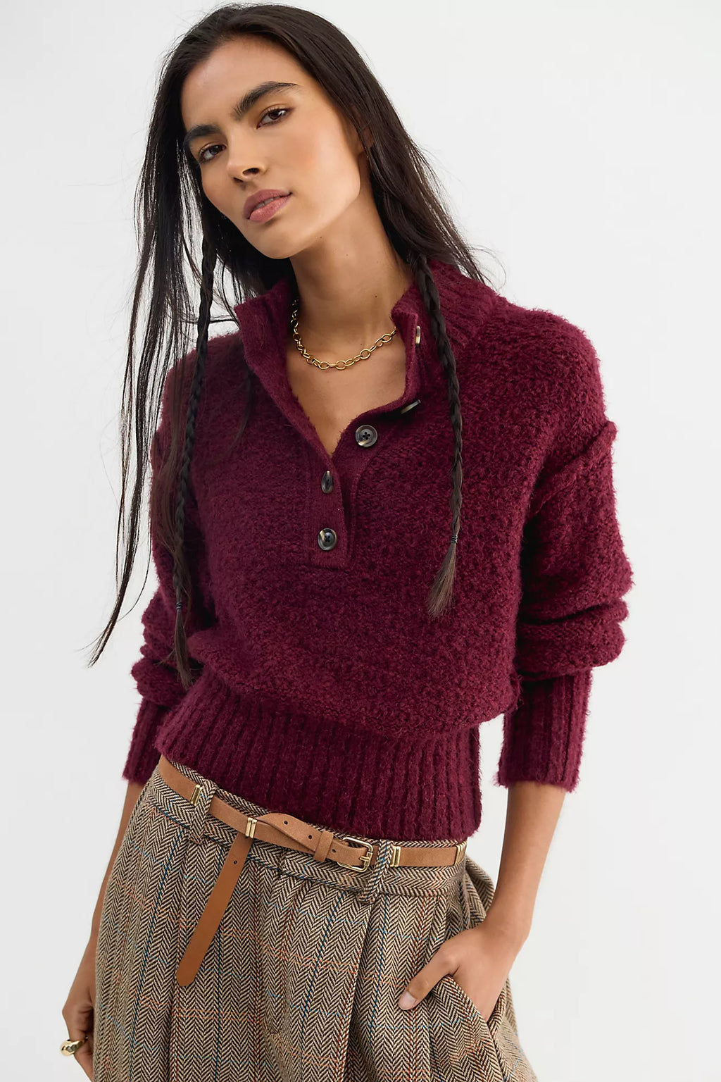 Free People- Tucked Henley Pullover