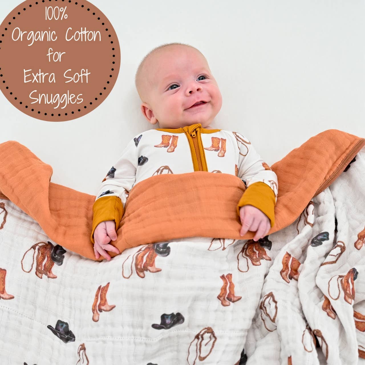 LollyBanks- Life Is Better In Boots Western Baby Toddler Muslin Blanket