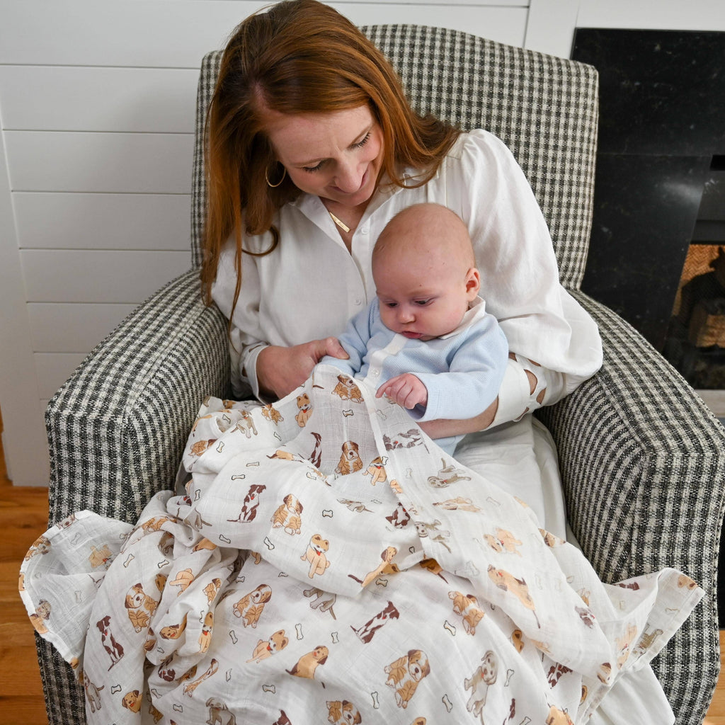 LollyBanks- Woof Woof Baby Muslin Swaddle Blanket