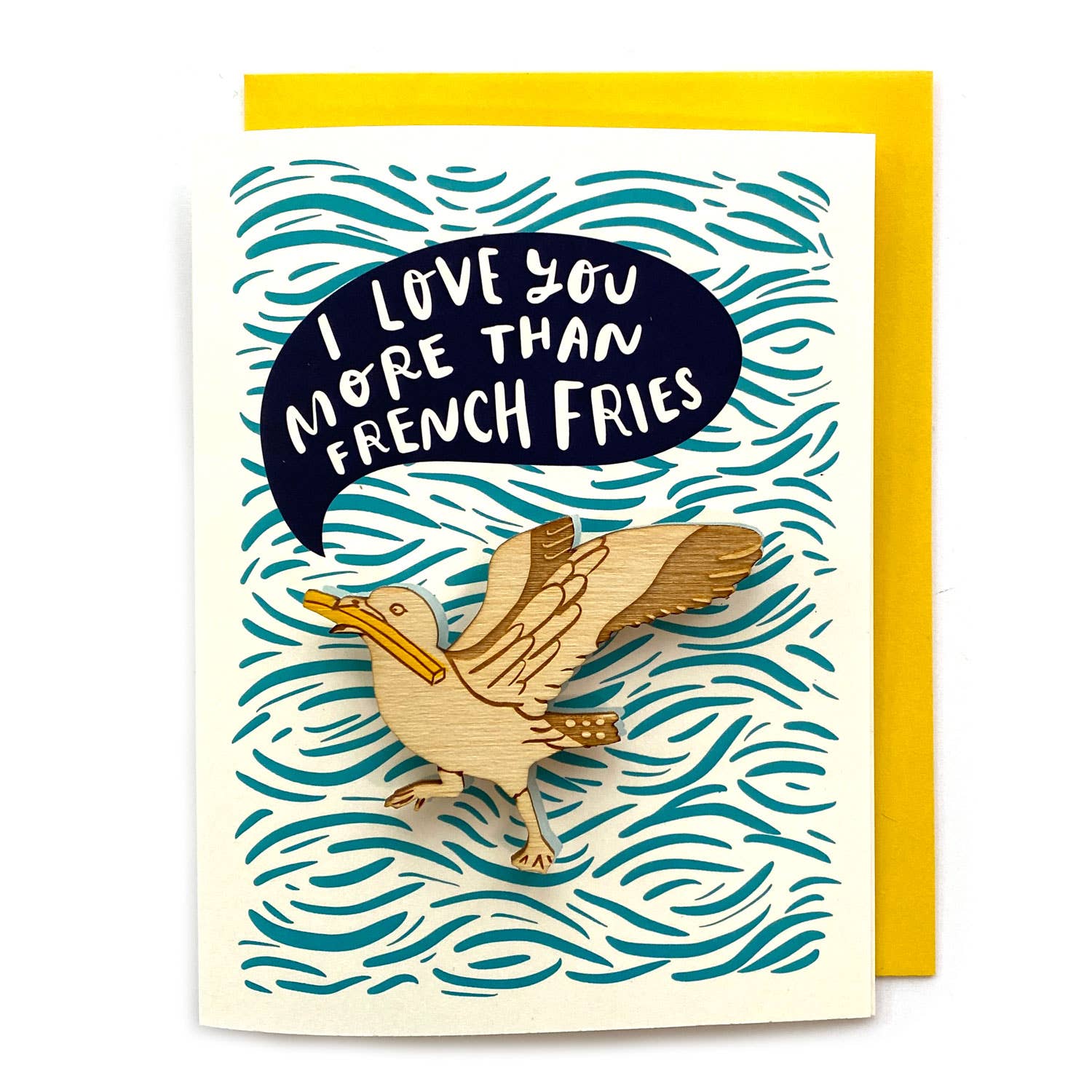 SnowMade- I Love You More Than French Fries - Seagull Magnet w/ Card